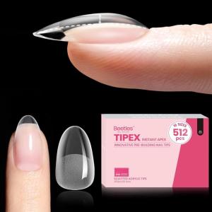 imageBeetles Tipex Instant Apex Nail Tips Kit  Almond Medium 224PCS 16 Sizes  PreEtched Thick Full Cover Acrylic Tips with Tipex Nail Glue Dehydrator Primer Base ampamp Top Coat Mini UV Lamp18Oval Short 512pcs Tipex Nail Tips
