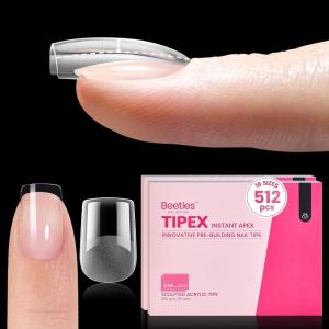 imageBeetles Tipex Instant Apex Nail Tips Kit  Almond Medium 224PCS 16 Sizes  PreEtched Thick Full Cover Acrylic Tips with Tipex Nail Glue Dehydrator Primer Base ampamp Top Coat Mini UV Lamp19Squoval XS Short 512pcs Tipex Nail Tips