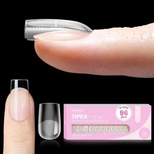 imageBeetles Tipex Instant Apex Nail Tips Kit  Almond Medium 224PCS 16 Sizes  PreEtched Thick Full Cover Acrylic Tips with Tipex Nail Glue Dehydrator Primer Base ampamp Top Coat Mini UV Lamp0ETipex LiteSquare Short 96pcs