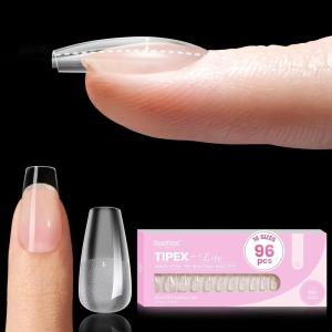 imageBeetles Tipex Instant Apex Nail Tips Kit  Almond Medium 224PCS 16 Sizes  PreEtched Thick Full Cover Acrylic Tips with Tipex Nail Glue Dehydrator Primer Base ampamp Top Coat Mini UV Lamp0FTipex LiteCoffin Short 96pcs