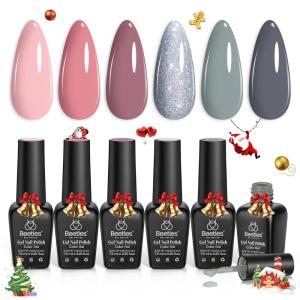imageBeetles Vivid Noel Jelly Gel Nail Polish Set  6 Colors Christmas Gel Polish Kit Pink Red Black Blue Green Purple Sheer Translucent Effect Soak Off UV DIY Home Salon Manicure Winter Gift for Women06 Colors Bridesmaid Beauty