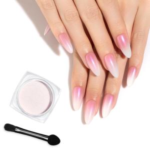 imageBeetles White Chrome Nail Powder for Gel Nails Pearl Cromer Nail Powder Mirror Effect Nails Gel Polish Glitter Manicure Holographic Pigment Nails Art Design Gifts for Women1g Dreamlike Glow