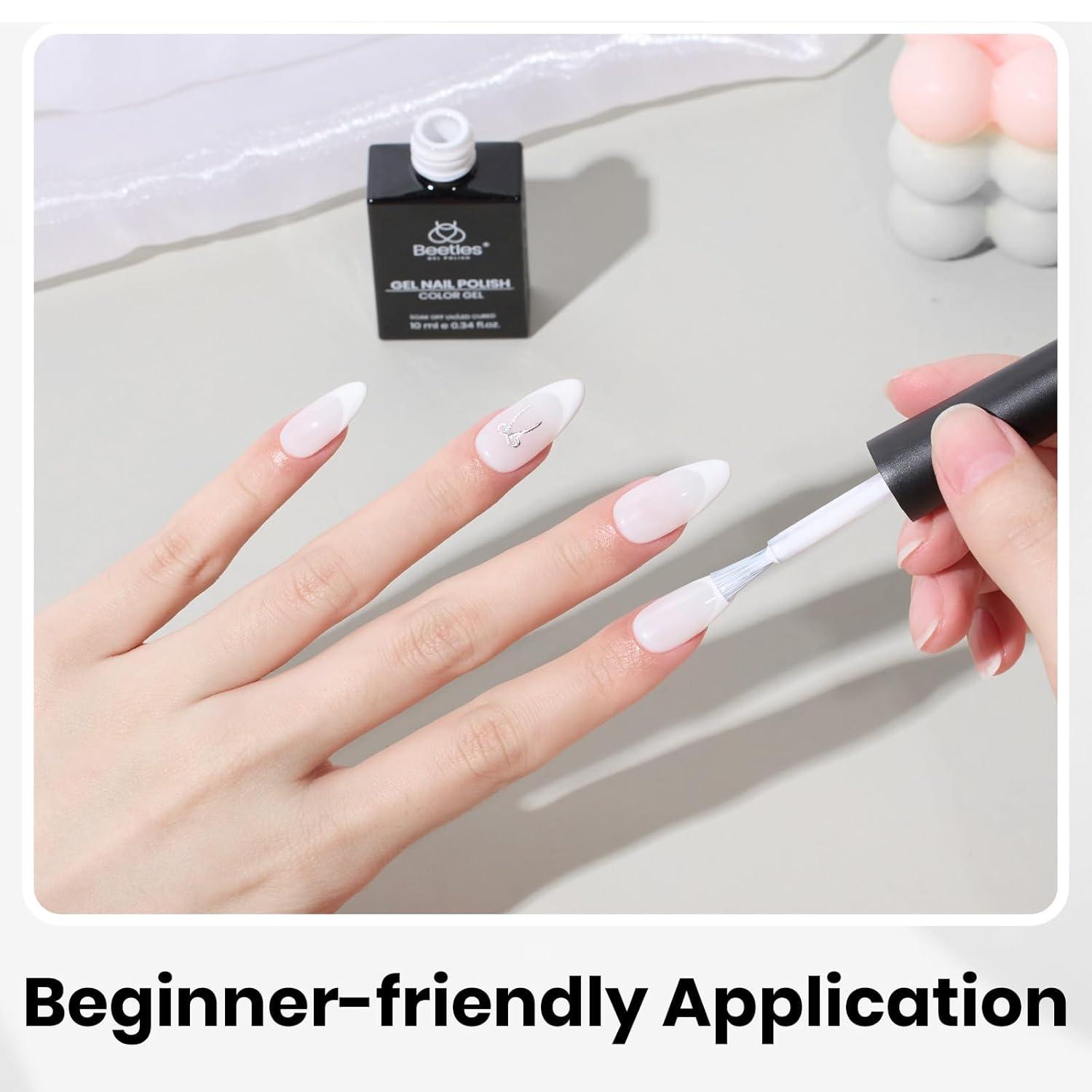 imageBeetles Black Winter Gel Nail Polish 10ml Classic Black Color Gel Polish Soak off UV Led Lamp Needed Manicure Salon DIY Home Gift for Women InkwellPure White