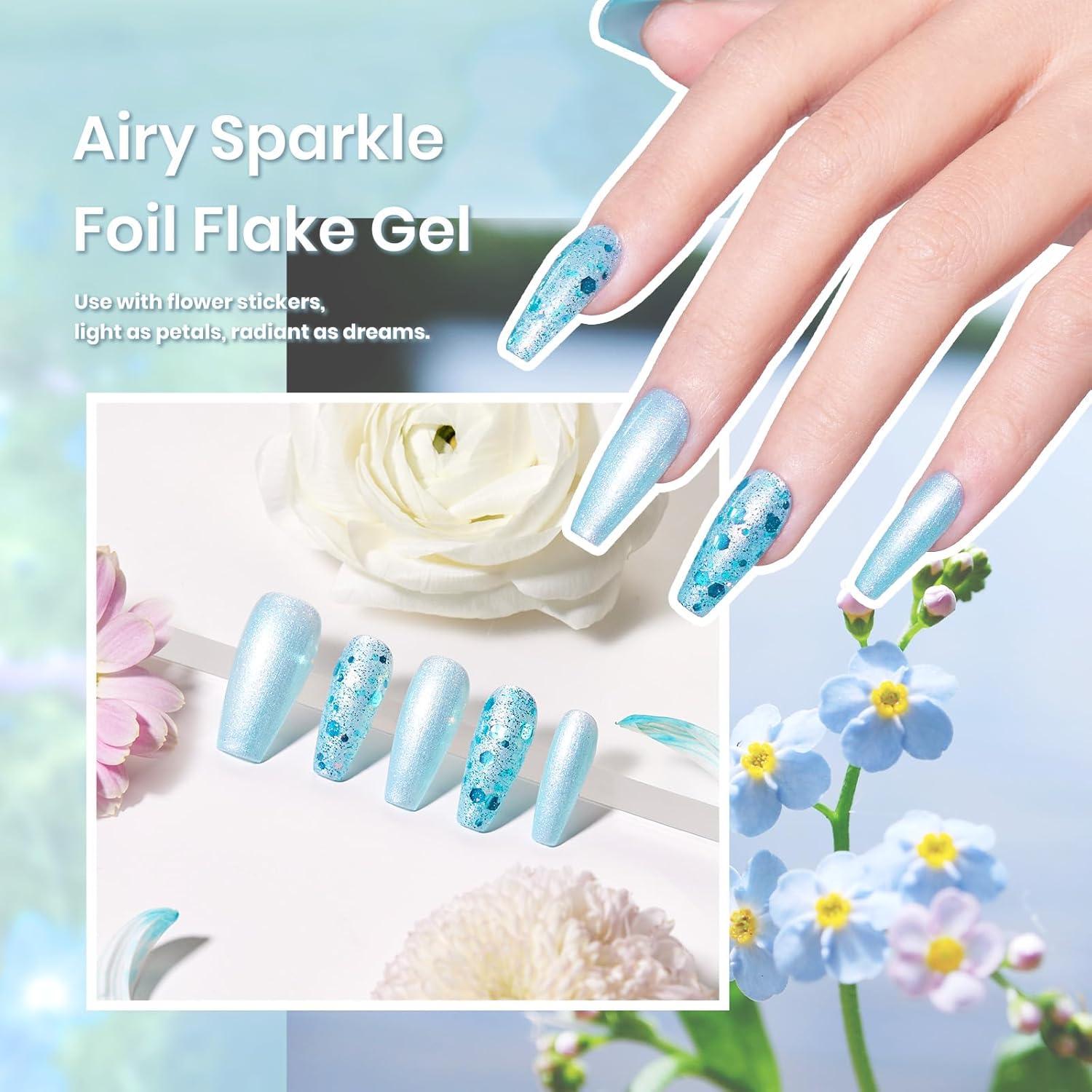 imageBeetles Blooming Gel Nail Polish HEMA Free Blossom Gel Polish 1 Pcs 20ml with Nail Brush for Spreading Effect Marble Natural Stone Watercolor Floral Soak off U v DIY Nails Gifts for WomenIce Blue Gel Nail Polish