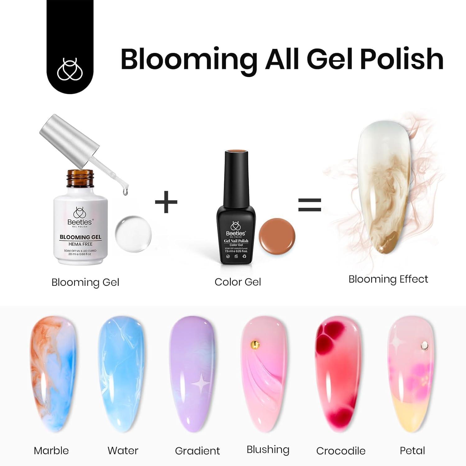 imageBeetles Blooming Gel Nail Polish HEMA Free Blossom Gel Polish 1 Pcs 20ml with Nail Brush for Spreading Effect Marble Natural Stone Watercolor Floral Soak off U v DIY Nails Gifts for Women0020ml Hema Free Nail Blooming Gel