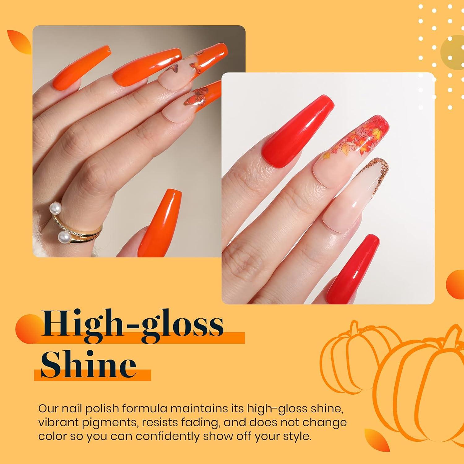 imageBeetles Cat Eye Gel Nail Polish 6 Colors Christmas Cat Eye Glitter Gel Polish Set Neon Red Pink Purple Blue Green with Magnet Velvet Gel Kit Soak Off UV French Nail Art Manicure Gift for Women12Sunset Leaves