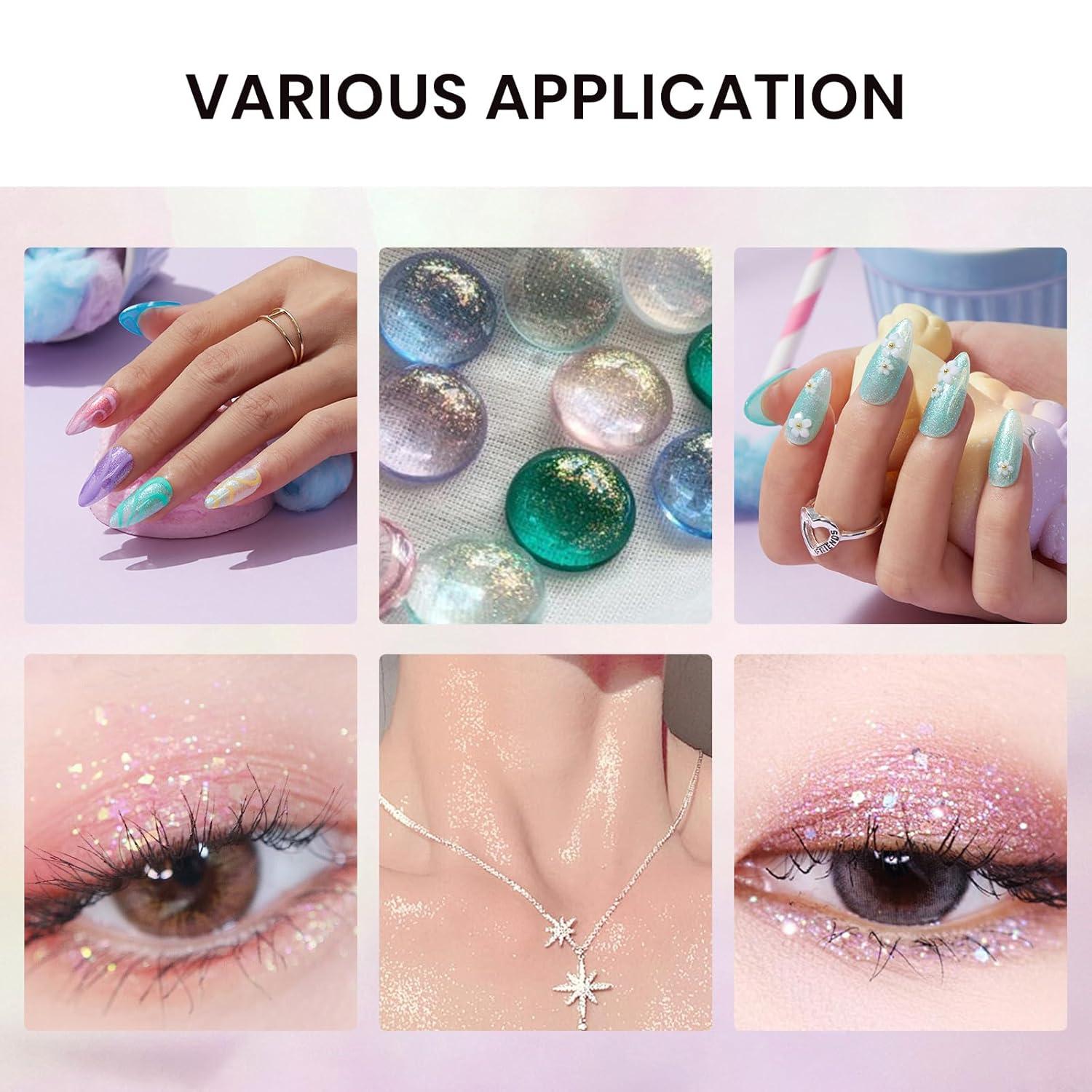 imageBeetles Cat Eye Gel Nail Polish 6 Colors Christmas Cat Eye Glitter Gel Polish Set Neon Red Pink Purple Blue Green with Magnet Velvet Gel Kit Soak Off UV French Nail Art Manicure Gift for WomenNebula Halo