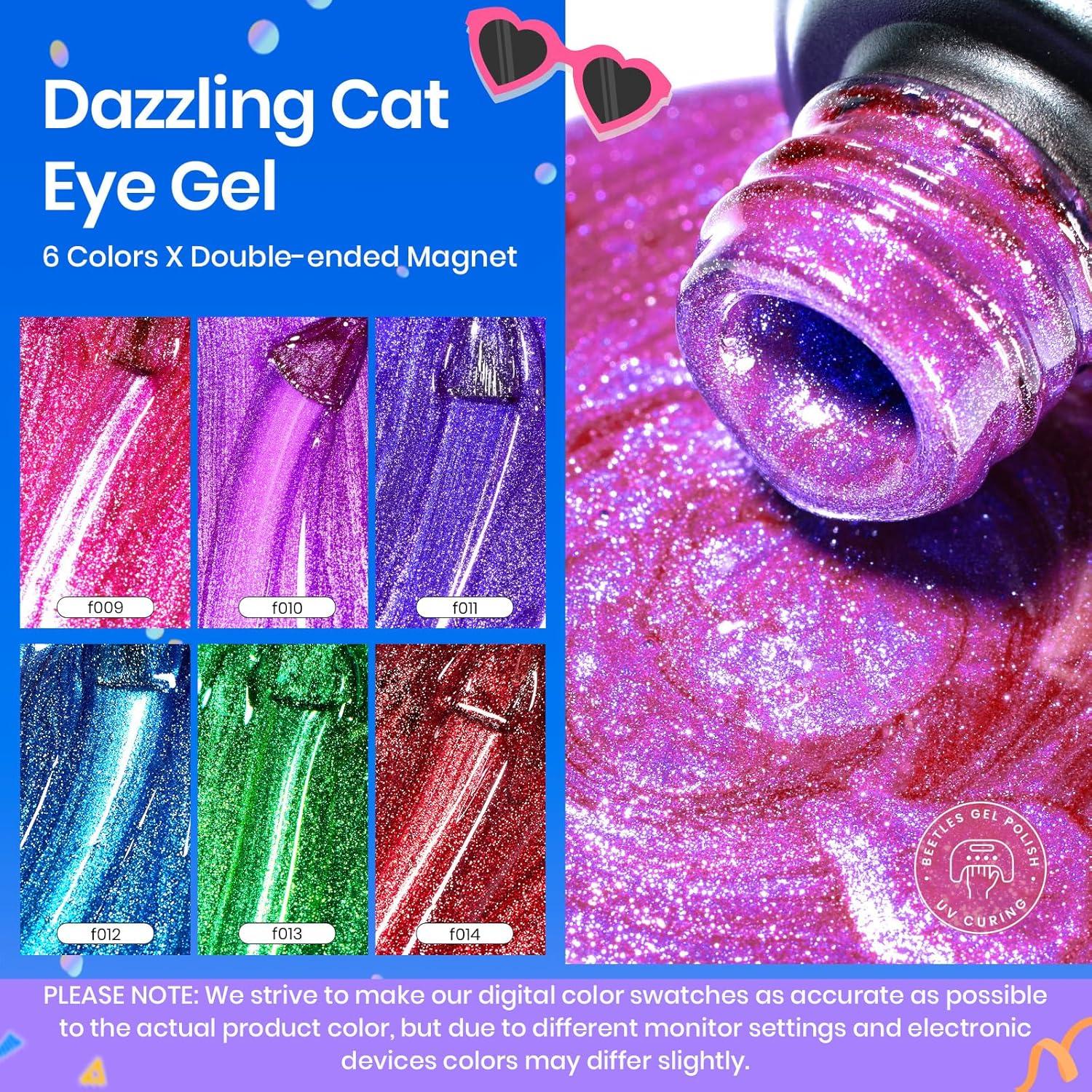 imageBeetles Cat Eye Gel Nail Polish 6 Colors Christmas Cat Eye Glitter Gel Polish Set Neon Red Pink Purple Blue Green with Magnet Velvet Gel Kit Soak Off UV French Nail Art Manicure Gift for Women00Youth Radiance