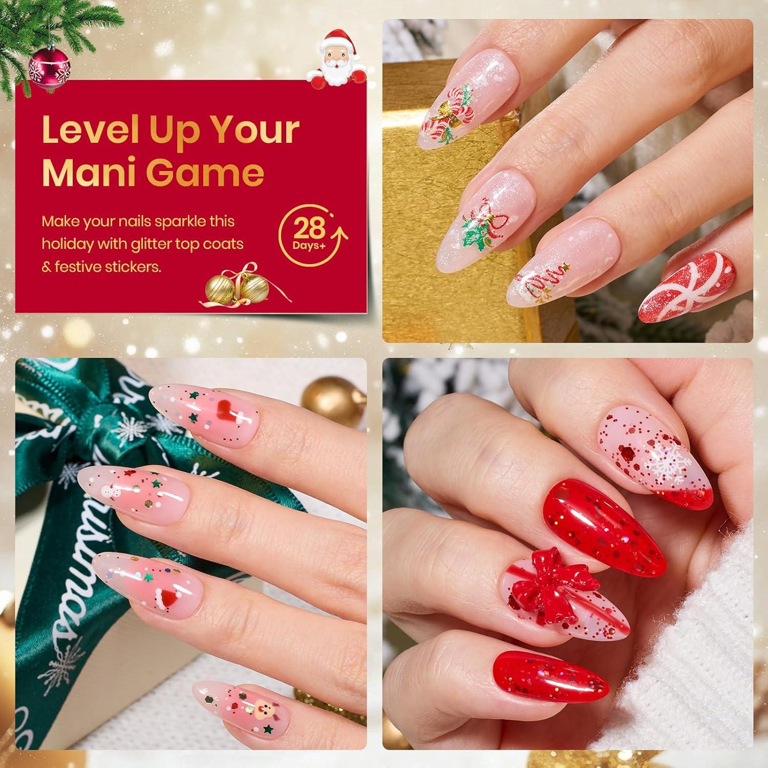 imageBeetles Christmas Limited Gel Top Coat Set 6Pcs 10ml Winter Sparkle Glitter Cat Eye Top Coat Gel Nail Polish No Wipe Long Lasting Soak Off U V LED New Year Manicure Salon DIY Gifts for Women