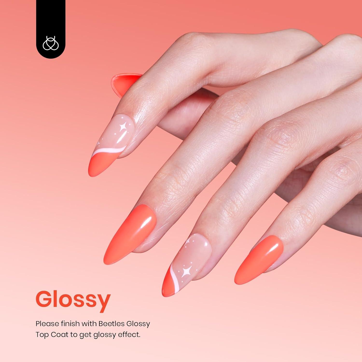 imageBeetles Galaxy Wish Silver Cat Eye Gel Nail Polish  15ML Christmas Silver Glitter Cat Eye Gel Polish with Magnet Soak Off UV Velvet Nail Polish Salon DIY Manicure Winter Gift for Women114Carly Coral Orange