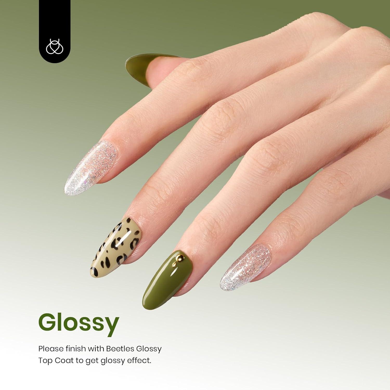 imageBeetles Galaxy Wish Silver Cat Eye Gel Nail Polish  15ML Christmas Silver Glitter Cat Eye Gel Polish with Magnet Soak Off UV Velvet Nail Polish Salon DIY Manicure Winter Gift for Women76Moss Green