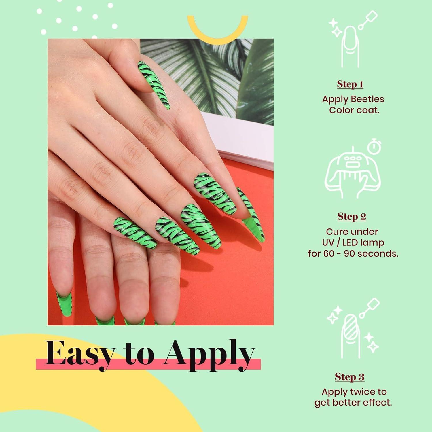 imageBeetles Galaxy Wish Silver Cat Eye Gel Nail Polish  15ML Christmas Silver Glitter Cat Eye Gel Polish with Magnet Soak Off UV Velvet Nail Polish Salon DIY Manicure Winter Gift for Women34Lime Green