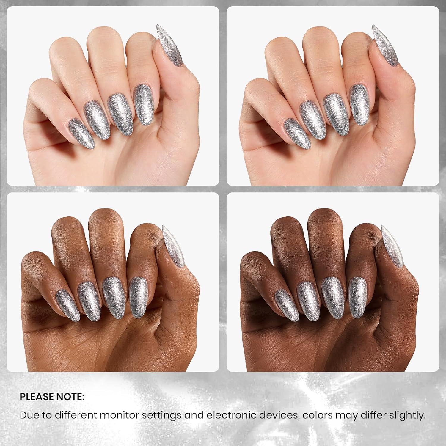 imageBeetles Galaxy Wish Silver Cat Eye Gel Nail Polish  15ML Christmas Silver Glitter Cat Eye Gel Polish with Magnet Soak Off UV Velvet Nail Polish Salon DIY Manicure Winter Gift for Women136Silver Dancefloor