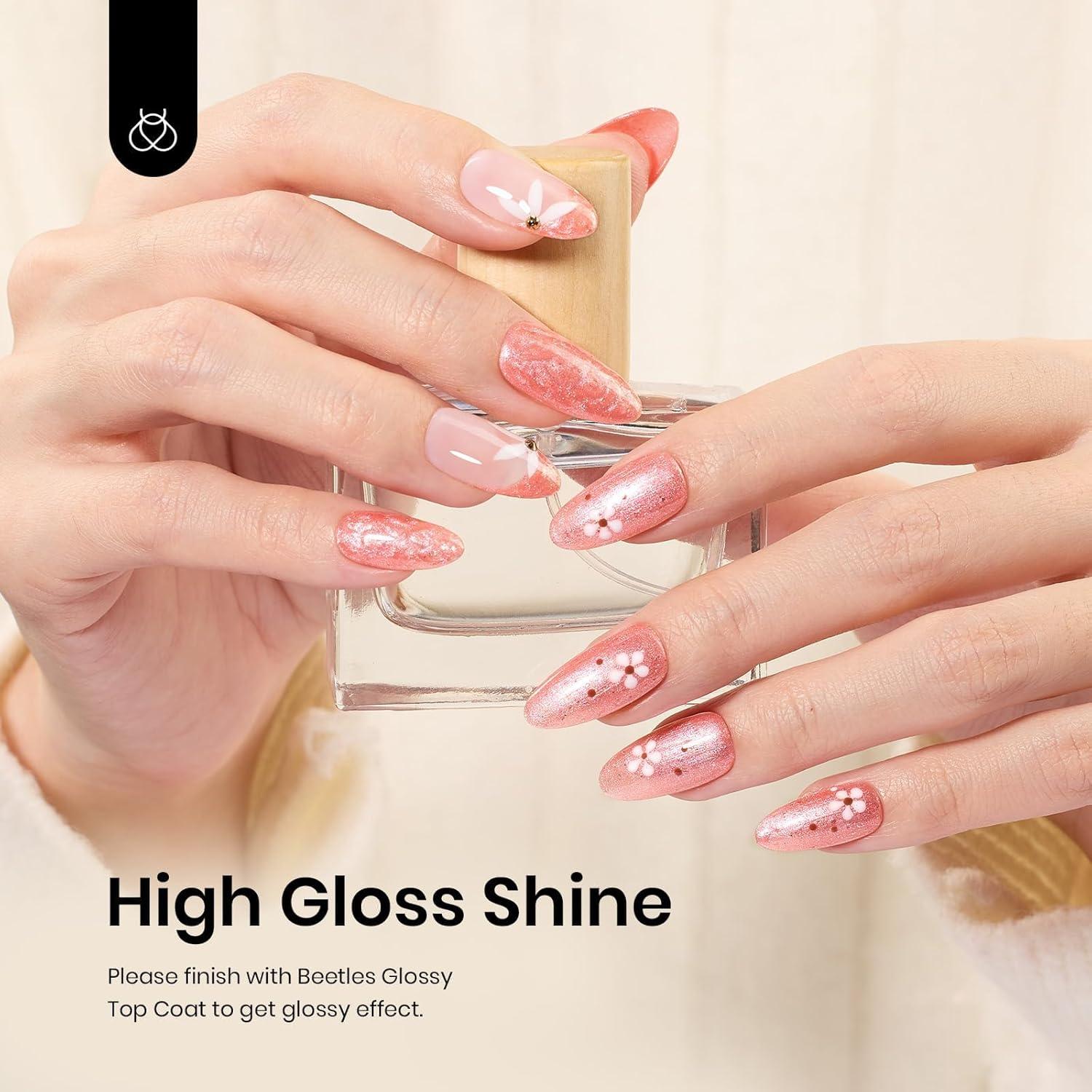 imageBeetles Galaxy Wish Silver Cat Eye Gel Nail Polish  15ML Christmas Silver Glitter Cat Eye Gel Polish with Magnet Soak Off UV Velvet Nail Polish Salon DIY Manicure Winter Gift for Women135Orange Gel