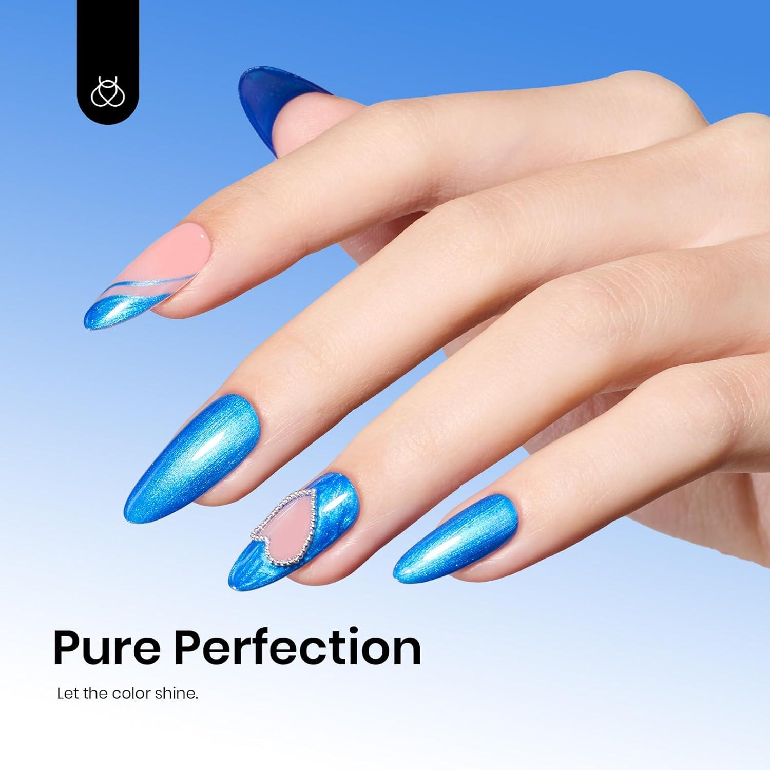 imageBeetles Galaxy Wish Silver Cat Eye Gel Nail Polish  15ML Christmas Silver Glitter Cat Eye Gel Polish with Magnet Soak Off UV Velvet Nail Polish Salon DIY Manicure Winter Gift for Women133Mystic Sea