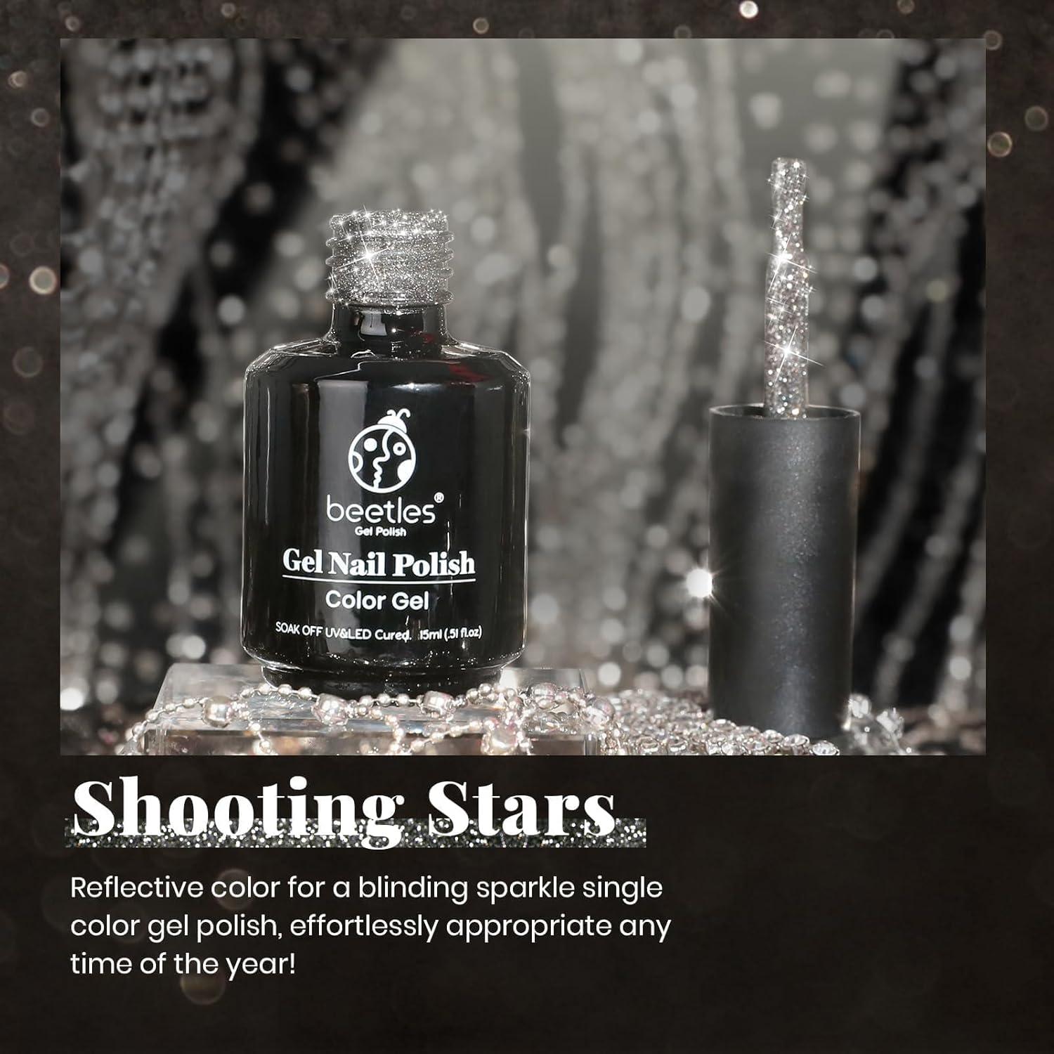 imageBeetles Galaxy Wish Silver Cat Eye Gel Nail Polish  15ML Christmas Silver Glitter Cat Eye Gel Polish with Magnet Soak Off UV Velvet Nail Polish Salon DIY Manicure Winter Gift for Women57Shooting Stars