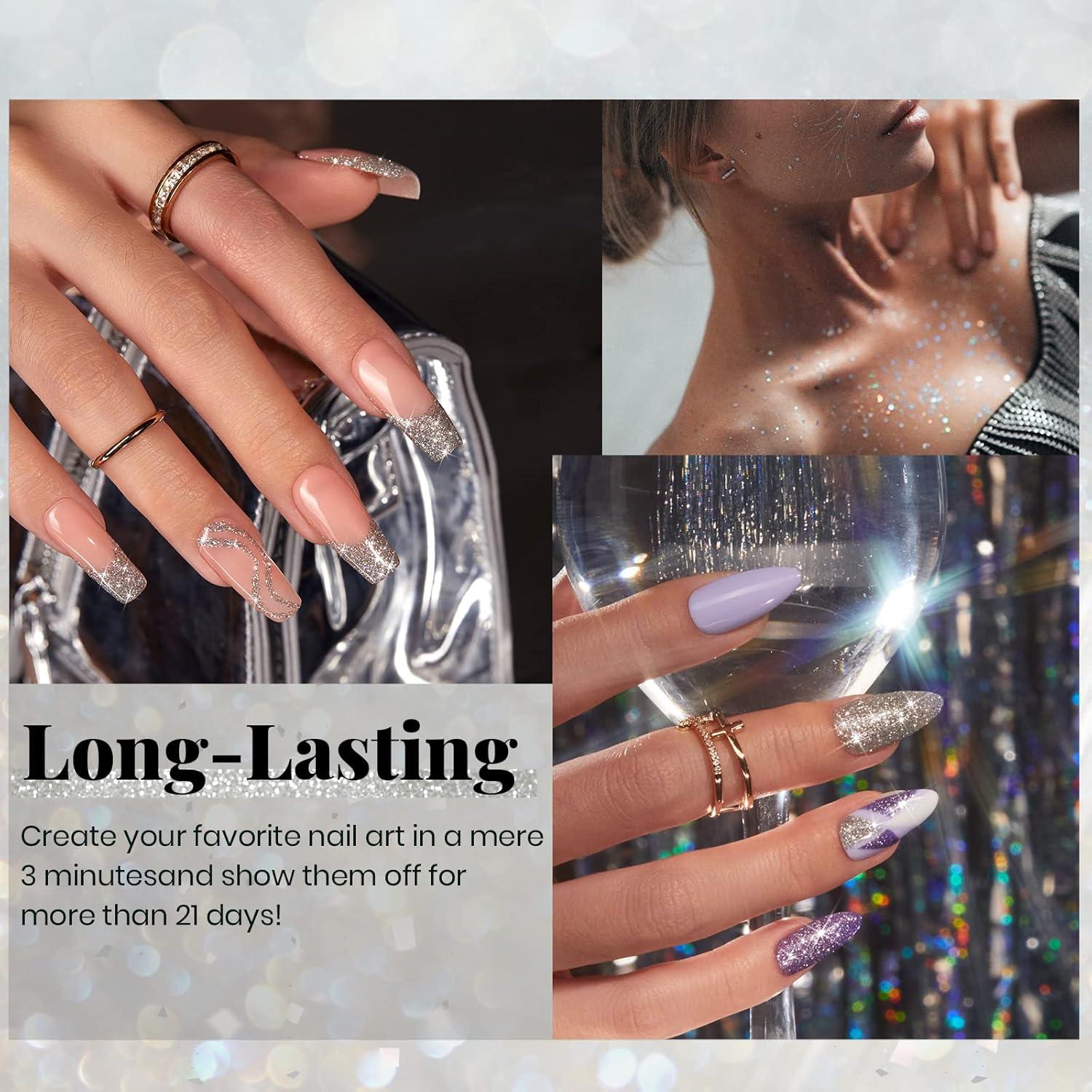 imageBeetles Galaxy Wish Silver Cat Eye Gel Nail Polish  15ML Christmas Silver Glitter Cat Eye Gel Polish with Magnet Soak Off UV Velvet Nail Polish Salon DIY Manicure Winter Gift for Women61Silver Party