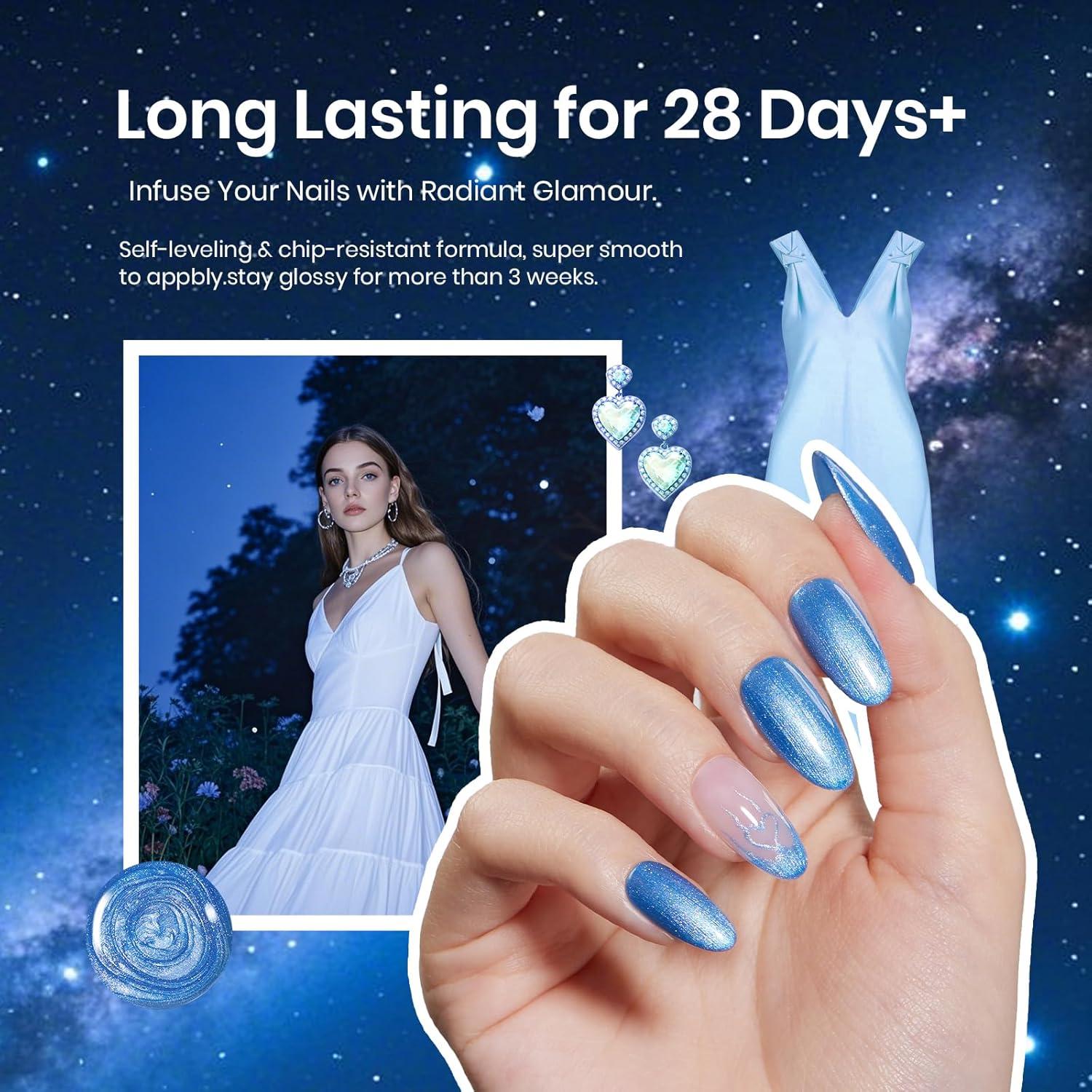 imageBeetles Galaxy Wish Silver Cat Eye Gel Nail Polish  15ML Christmas Silver Glitter Cat Eye Gel Polish with Magnet Soak Off UV Velvet Nail Polish Salon DIY Manicure Winter Gift for Women119summer nights dream