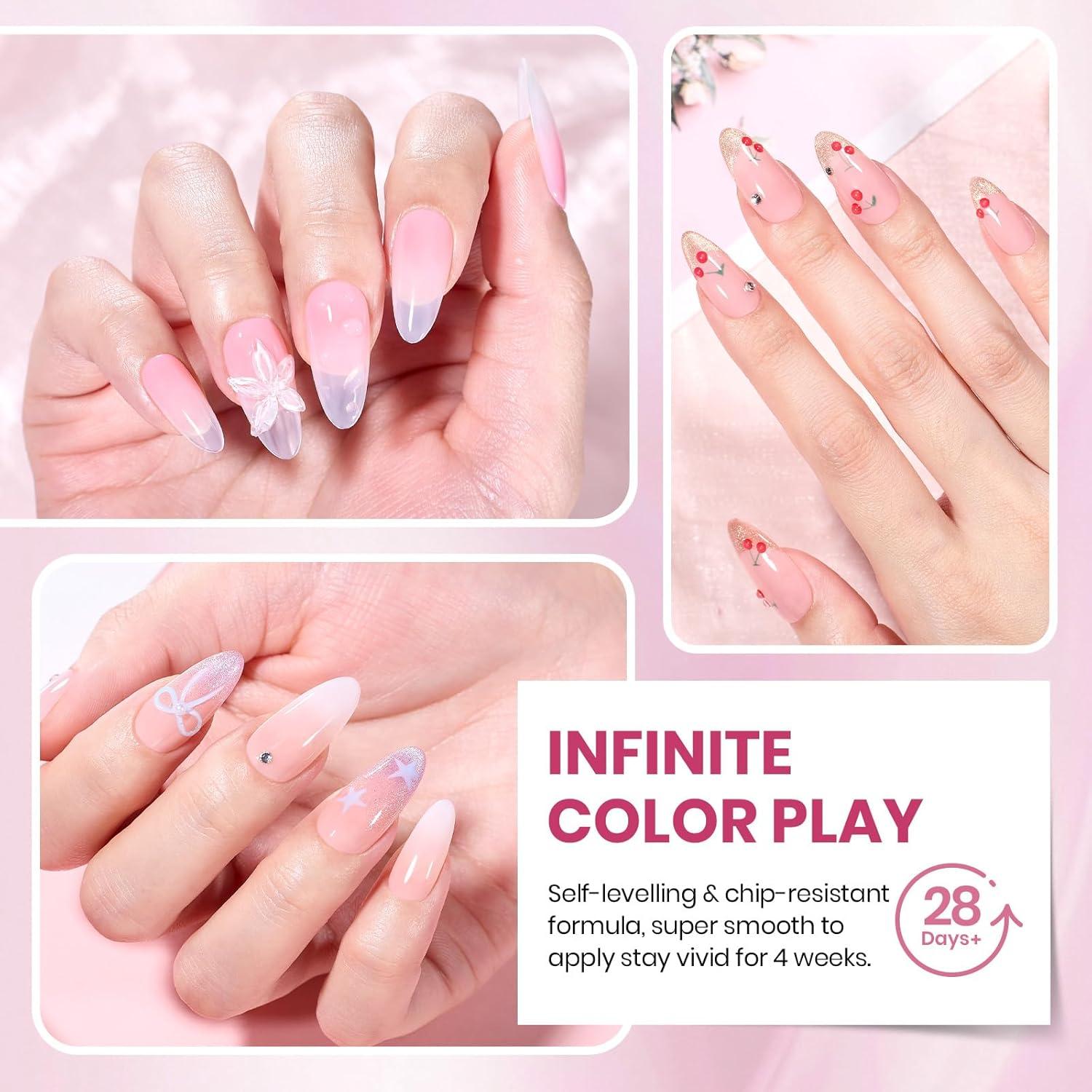 imageBeetles Gel Nail Polish Set 20 Colors Red Blue White Nails with No Wipe Base and Glossy ampamp Matte Top Coat for Soakoff UV Light Gel Nail Art Manicure Set DIY at Home Gifts for Women Girls20 colors Glowy Grace