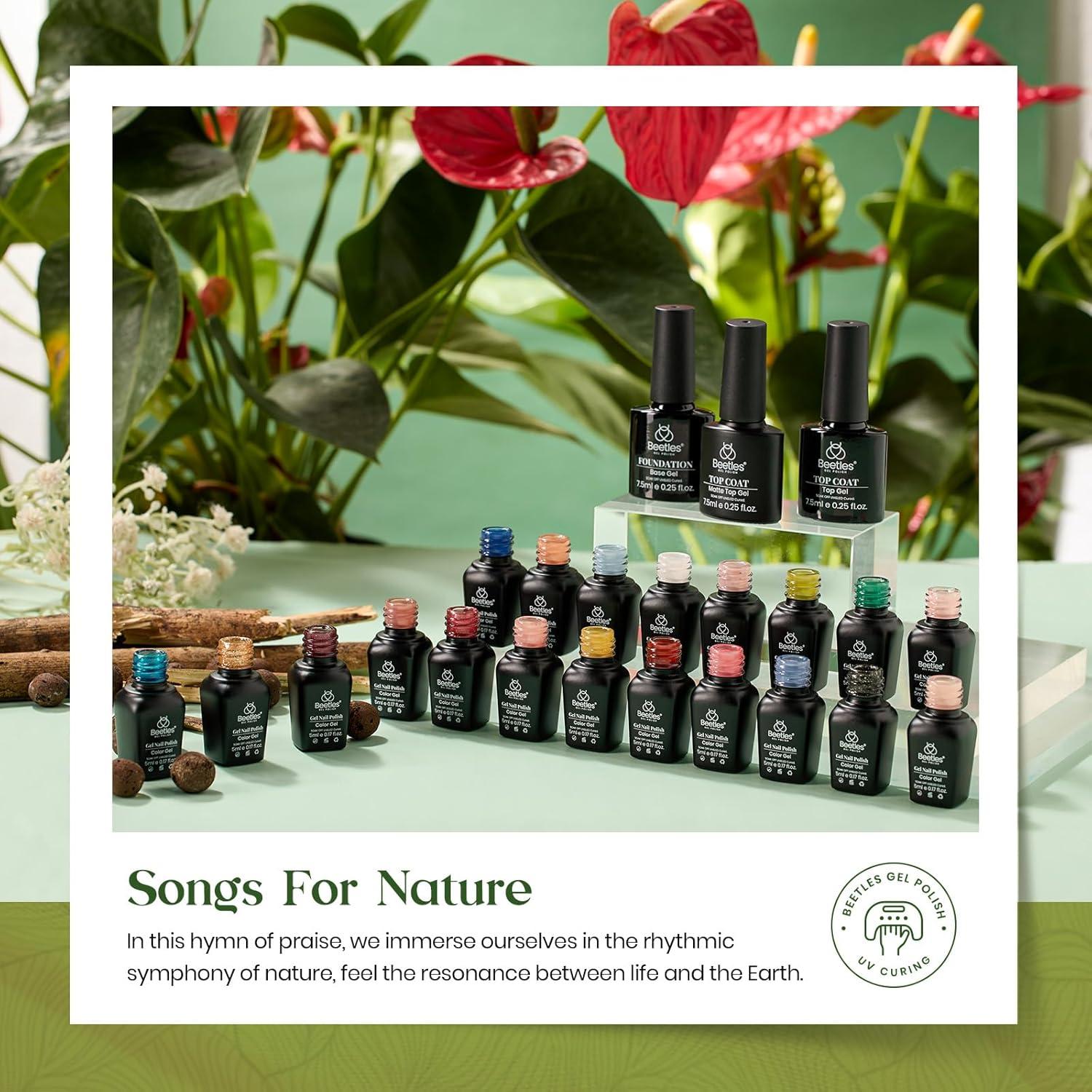 imageBeetles Gel Nail Polish Set 20 Colors Red Blue White Nails with No Wipe Base and Glossy ampamp Matte Top Coat for Soakoff UV Light Gel Nail Art Manicure Set DIY at Home Gifts for Women Girls00 20 Colors Songs for Nature