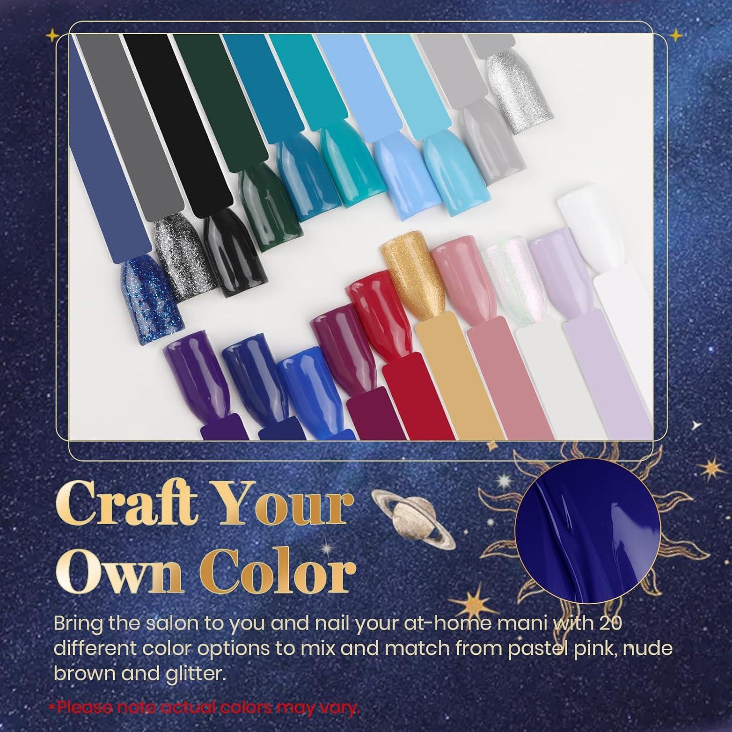 imageBeetles Gel Nail Polish Set 20 Colors Red Blue White Nails with No Wipe Base and Glossy ampamp Matte Top Coat for Soakoff UV Light Gel Nail Art Manicure Set DIY at Home Gifts for Women Girls00 20 Colors Celestial Collection