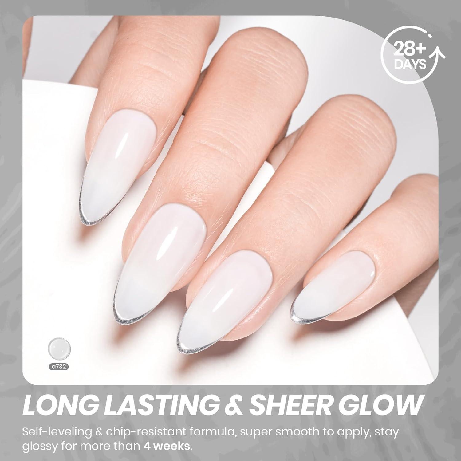 imageBeetles Halloween Gel Nail Polish  Luminous Orange Glow in the Dark Gel Polish Soak Off Uv LED Nail Lamp Halloween Nail Art Manicure Salon DIY Home 05Oz000Milky White