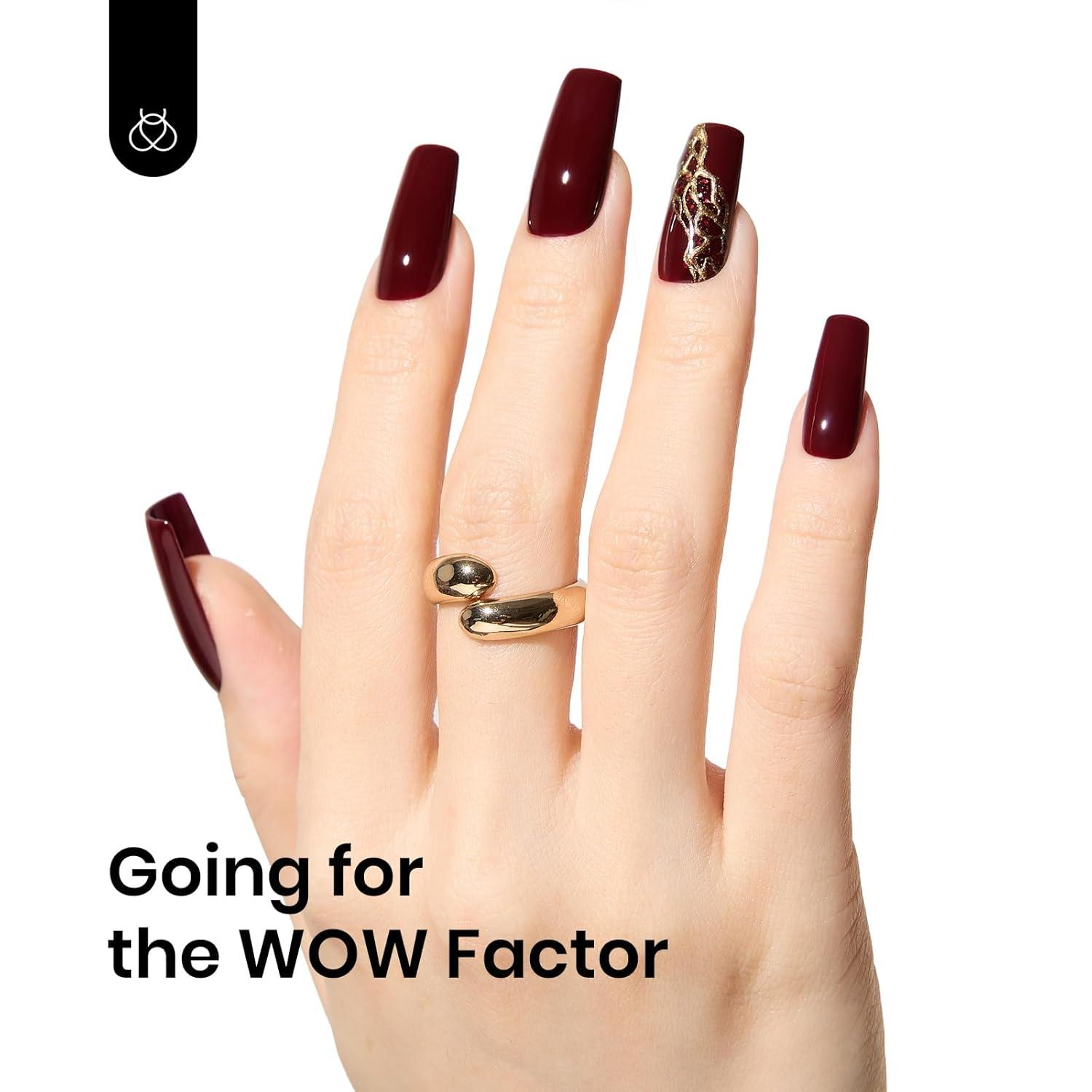 imageBeetles Halloween Gel Nail Polish  Luminous Orange Glow in the Dark Gel Polish Soak Off Uv LED Nail Lamp Halloween Nail Art Manicure Salon DIY Home 05OzMerlot Wine