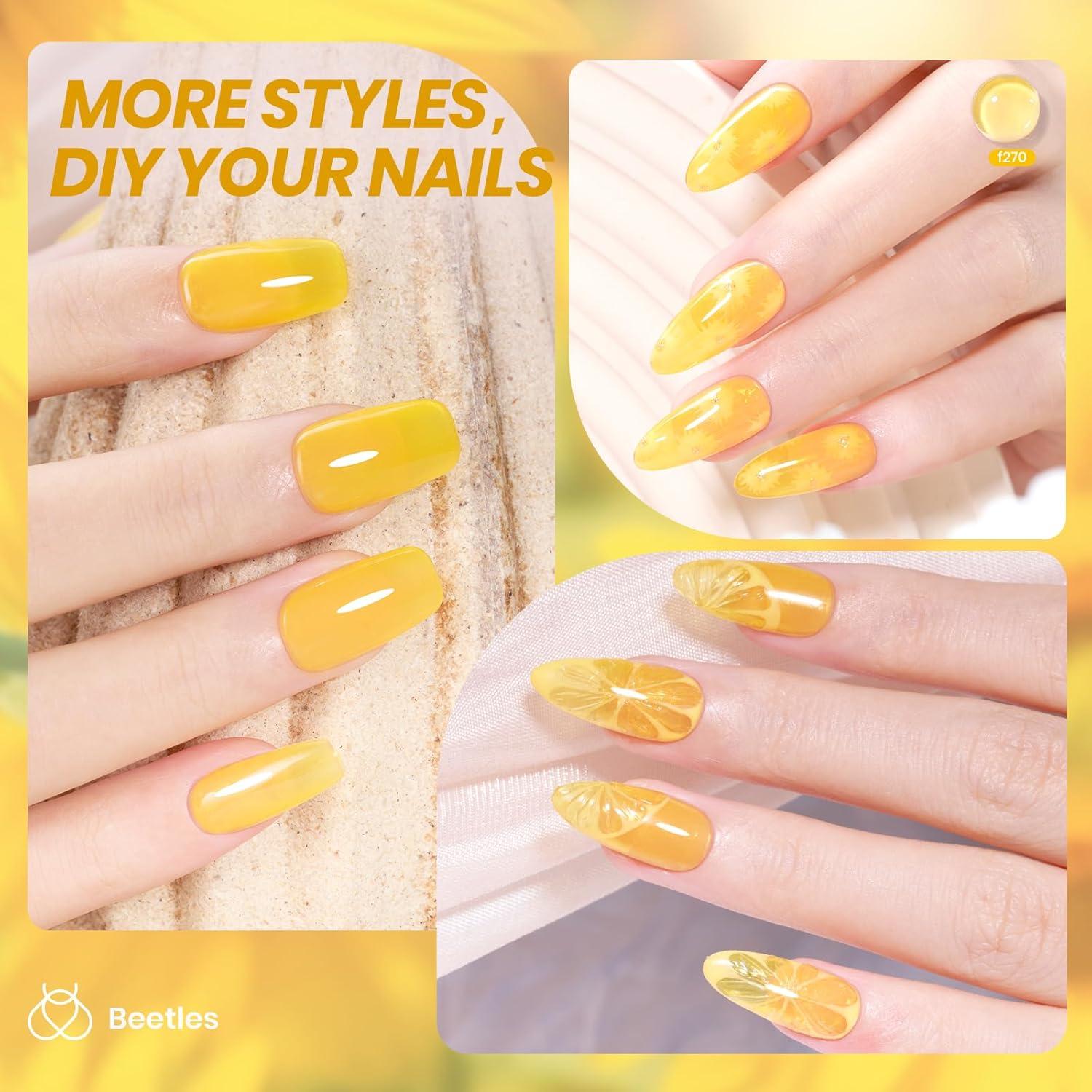 imageBeetles Halloween Gel Nail Polish  Luminous Orange Glow in the Dark Gel Polish Soak Off Uv LED Nail Lamp Halloween Nail Art Manicure Salon DIY Home 05OzGolden Sunshinef270