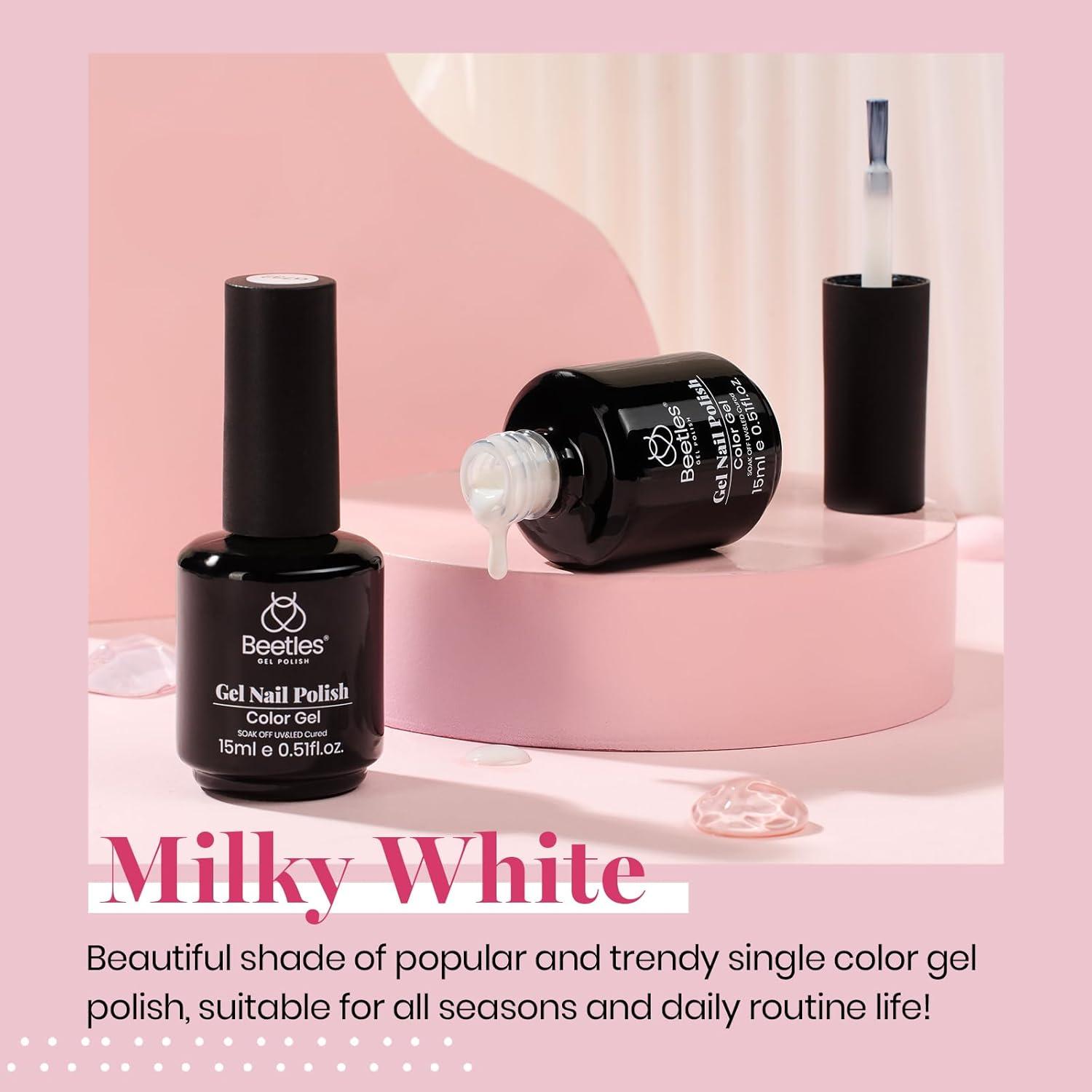 imageBeetles Halloween Gel Nail Polish  Luminous Orange Glow in the Dark Gel Polish Soak Off Uv LED Nail Lamp Halloween Nail Art Manicure Salon DIY Home 05Oz2Milky White Gel