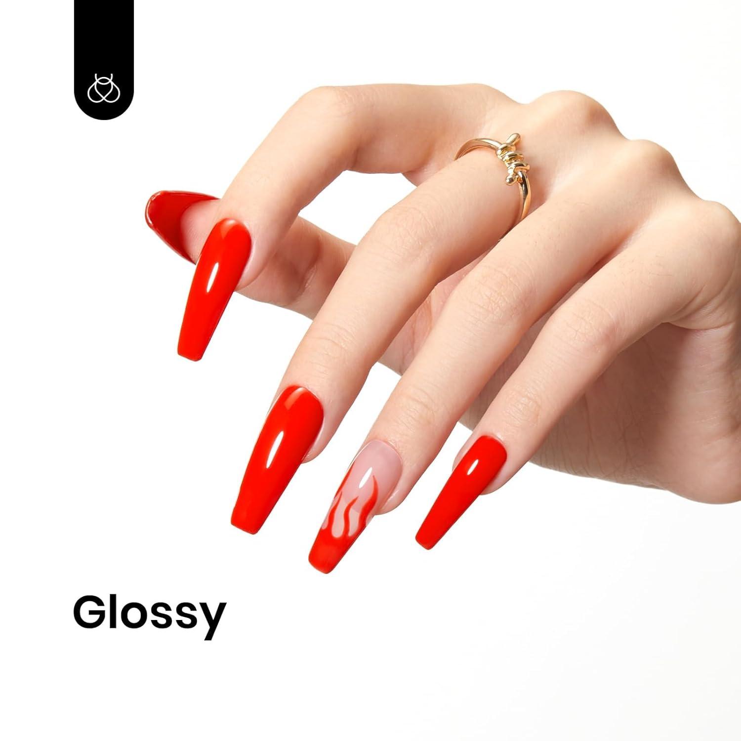 imageBeetles Halloween Gel Nail Polish  Luminous Orange Glow in the Dark Gel Polish Soak Off Uv LED Nail Lamp Halloween Nail Art Manicure Salon DIY Home 05Oz1Red