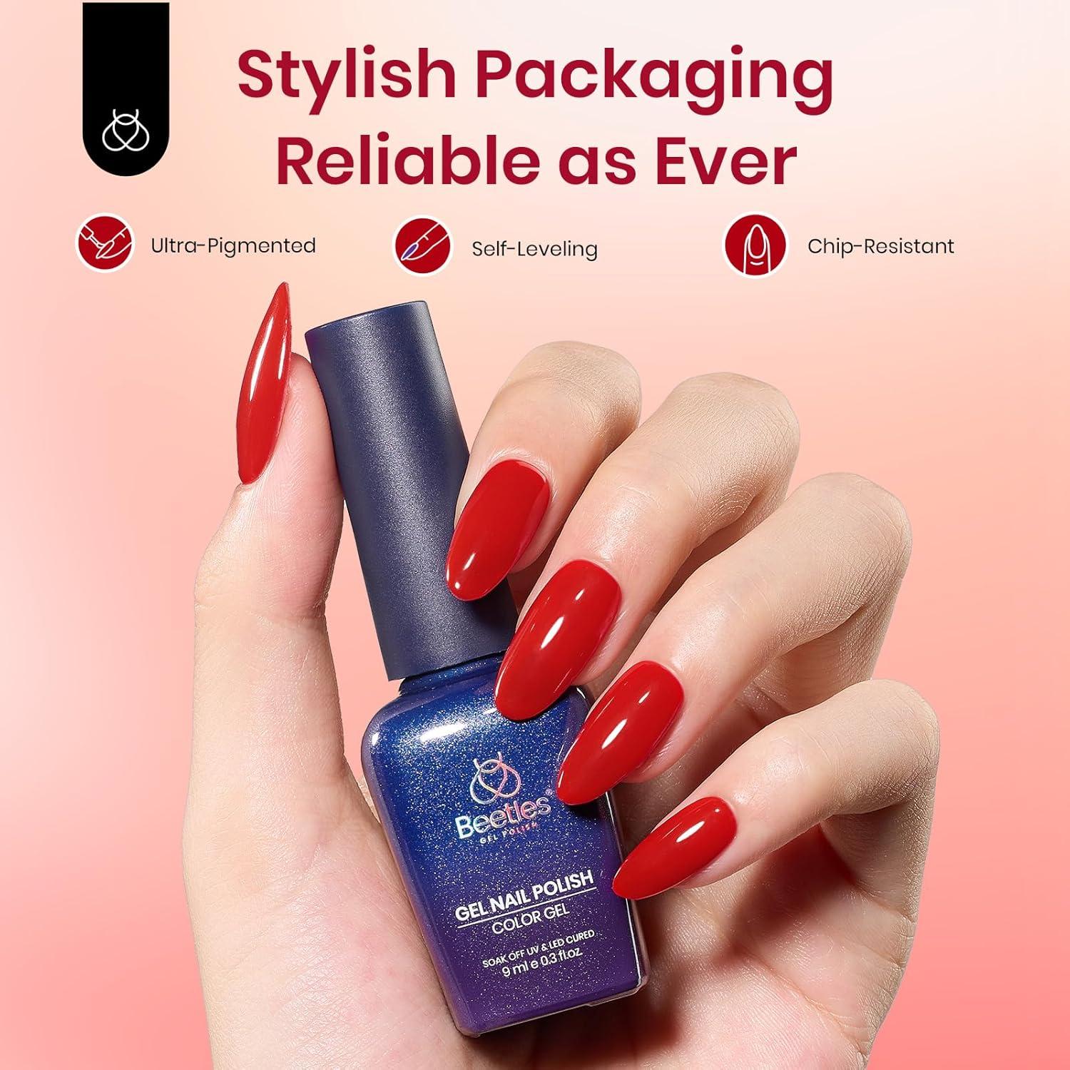 imageBeetles Halloween Gel Nail Polish  Luminous Orange Glow in the Dark Gel Polish Soak Off Uv LED Nail Lamp Halloween Nail Art Manicure Salon DIY Home 05Oz01Red