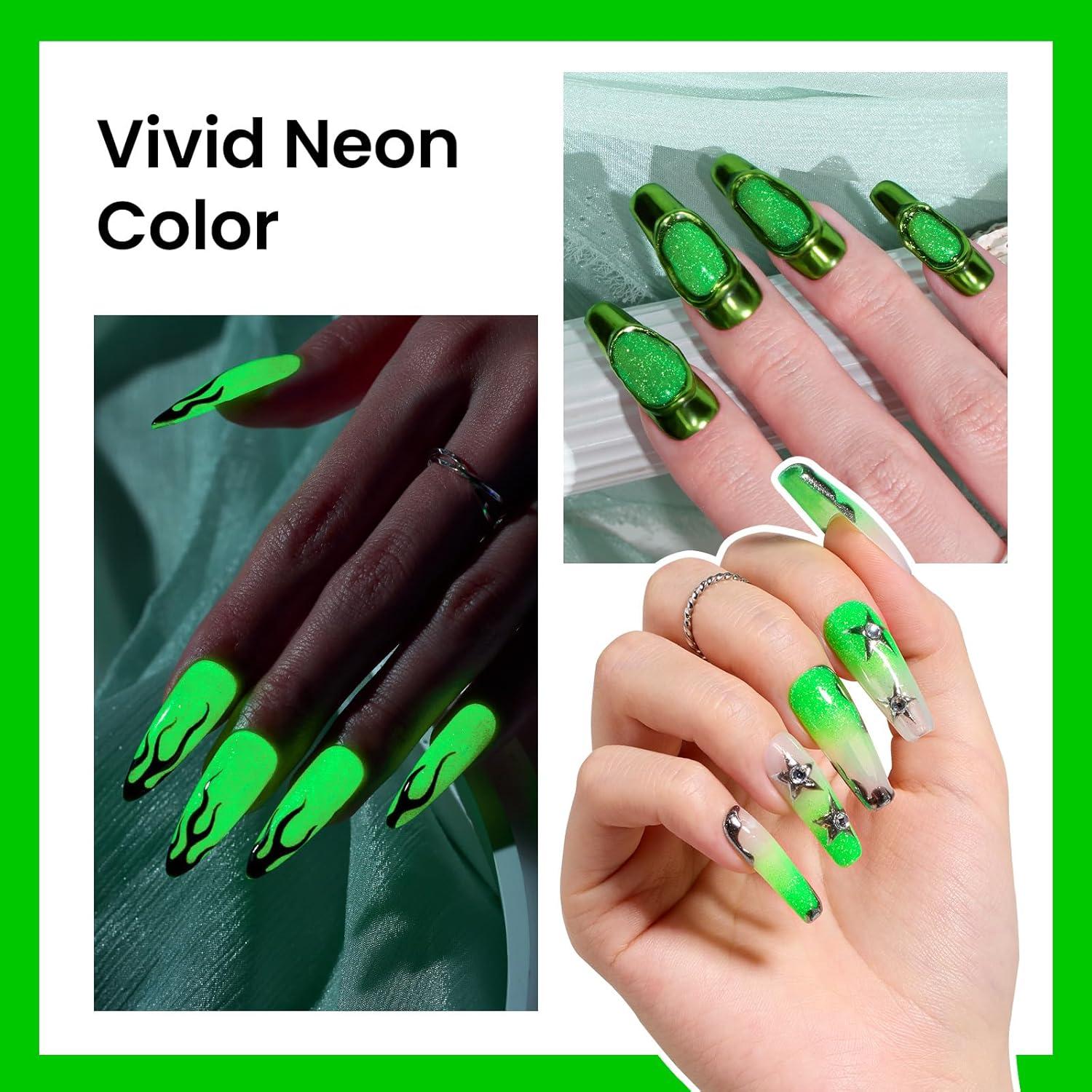 imageBeetles Halloween Gel Nail Polish  Luminous Orange Glow in the Dark Gel Polish Soak Off Uv LED Nail Lamp Halloween Nail Art Manicure Salon DIY Home 05Oz0Luminous Green