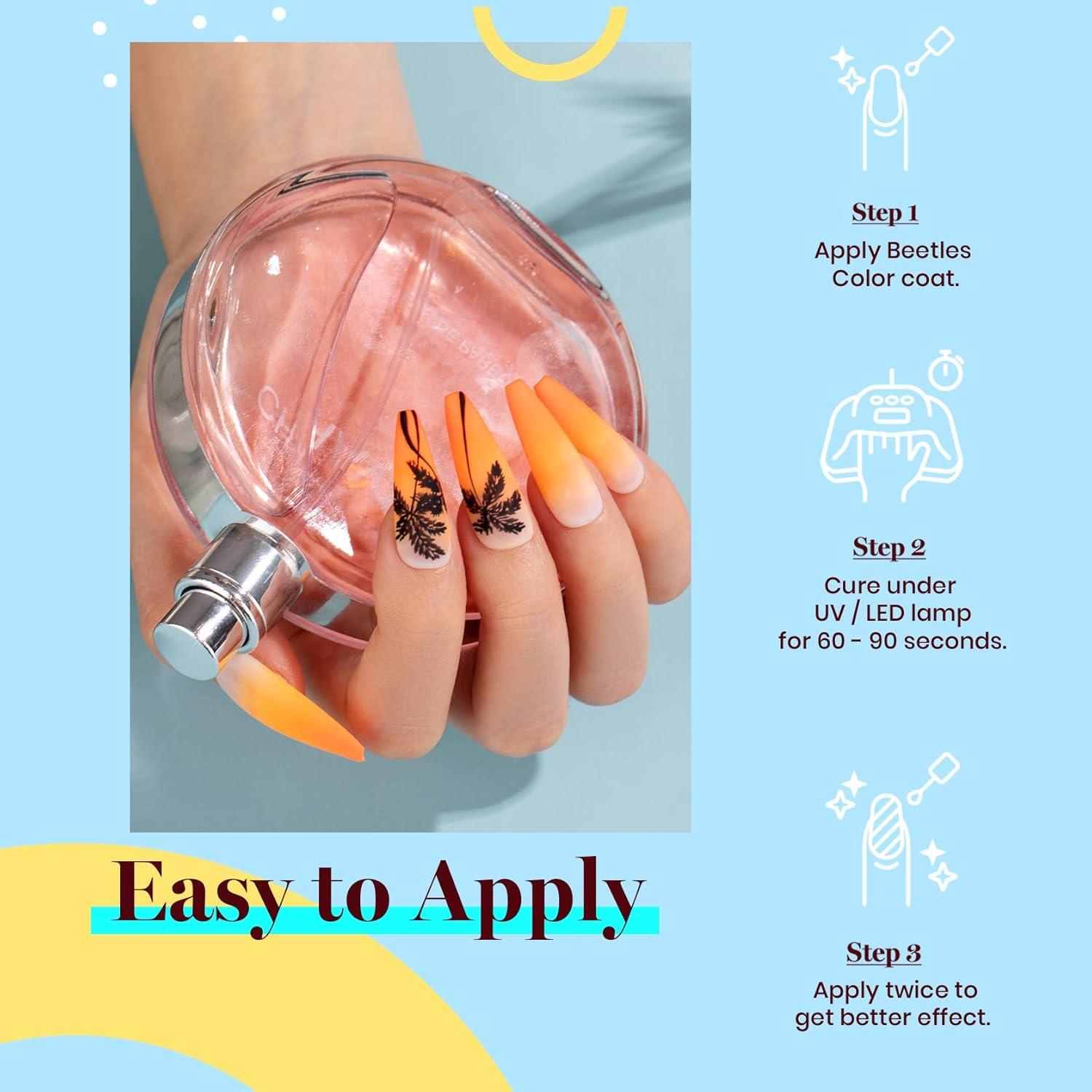 imageBeetles Halloween Gel Nail Polish  Luminous Orange Glow in the Dark Gel Polish Soak Off Uv LED Nail Lamp Halloween Nail Art Manicure Salon DIY Home 05OzVibrant Tangerine