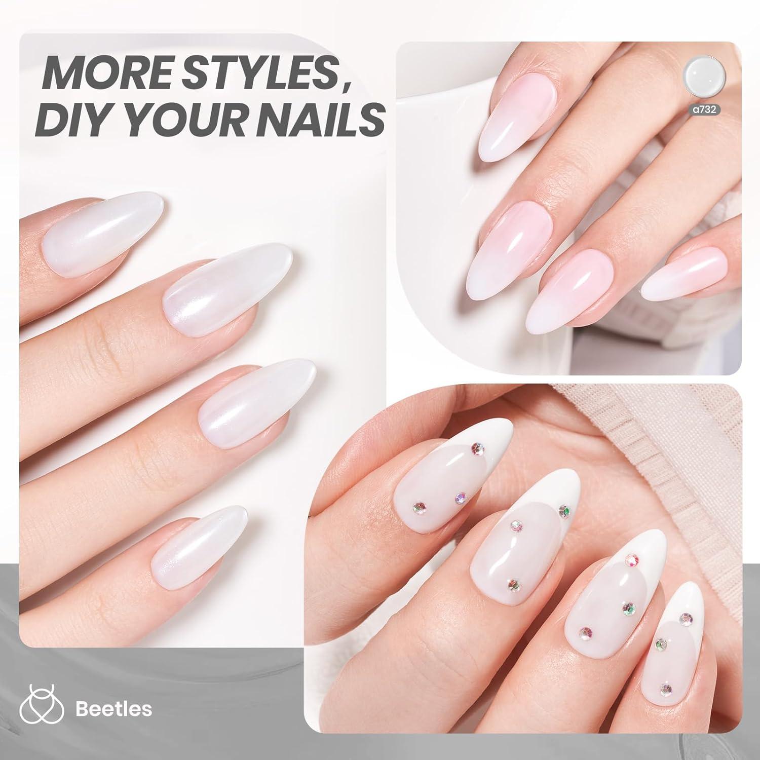 imageBeetles Halloween Gel Nail Polish  Luminous Orange Glow in the Dark Gel Polish Soak Off Uv LED Nail Lamp Halloween Nail Art Manicure Salon DIY Home 05Oz000Milky White