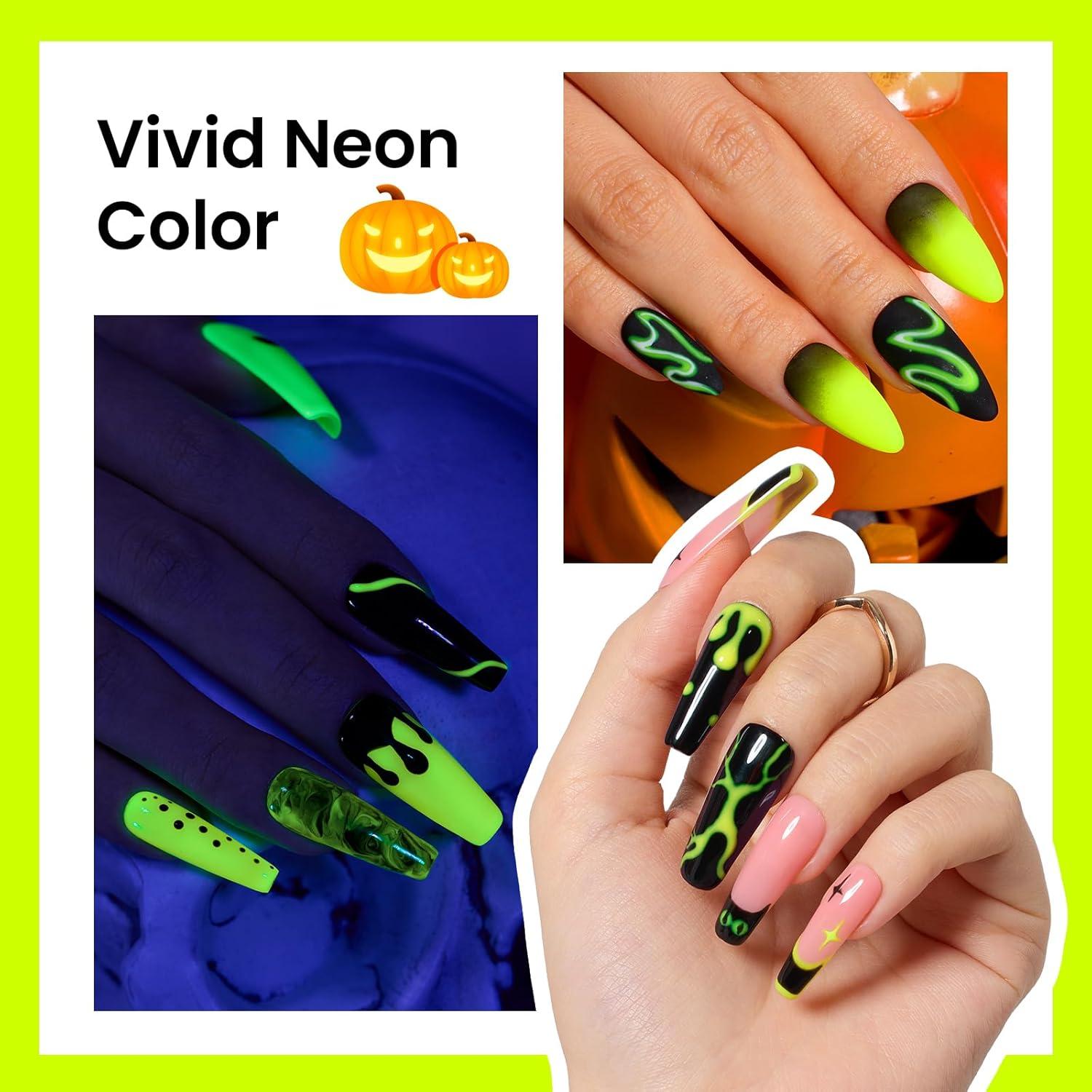 imageBeetles Halloween Gel Nail Polish  Luminous Orange Glow in the Dark Gel Polish Soak Off Uv LED Nail Lamp Halloween Nail Art Manicure Salon DIY Home 05Oz00Luminous Yellow