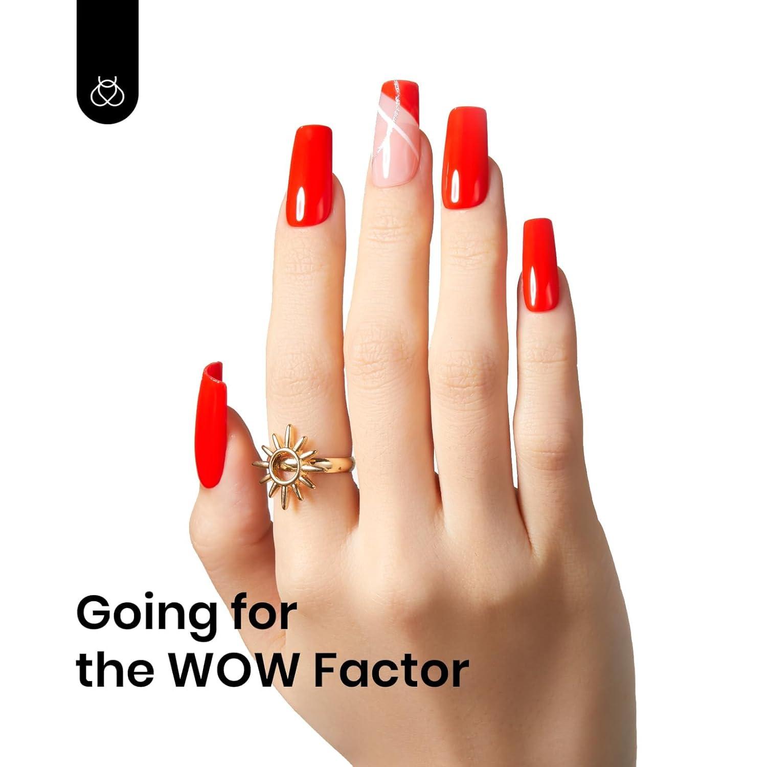 imageBeetles Halloween Gel Nail Polish  Luminous Orange Glow in the Dark Gel Polish Soak Off Uv LED Nail Lamp Halloween Nail Art Manicure Salon DIY Home 05Oz1Red