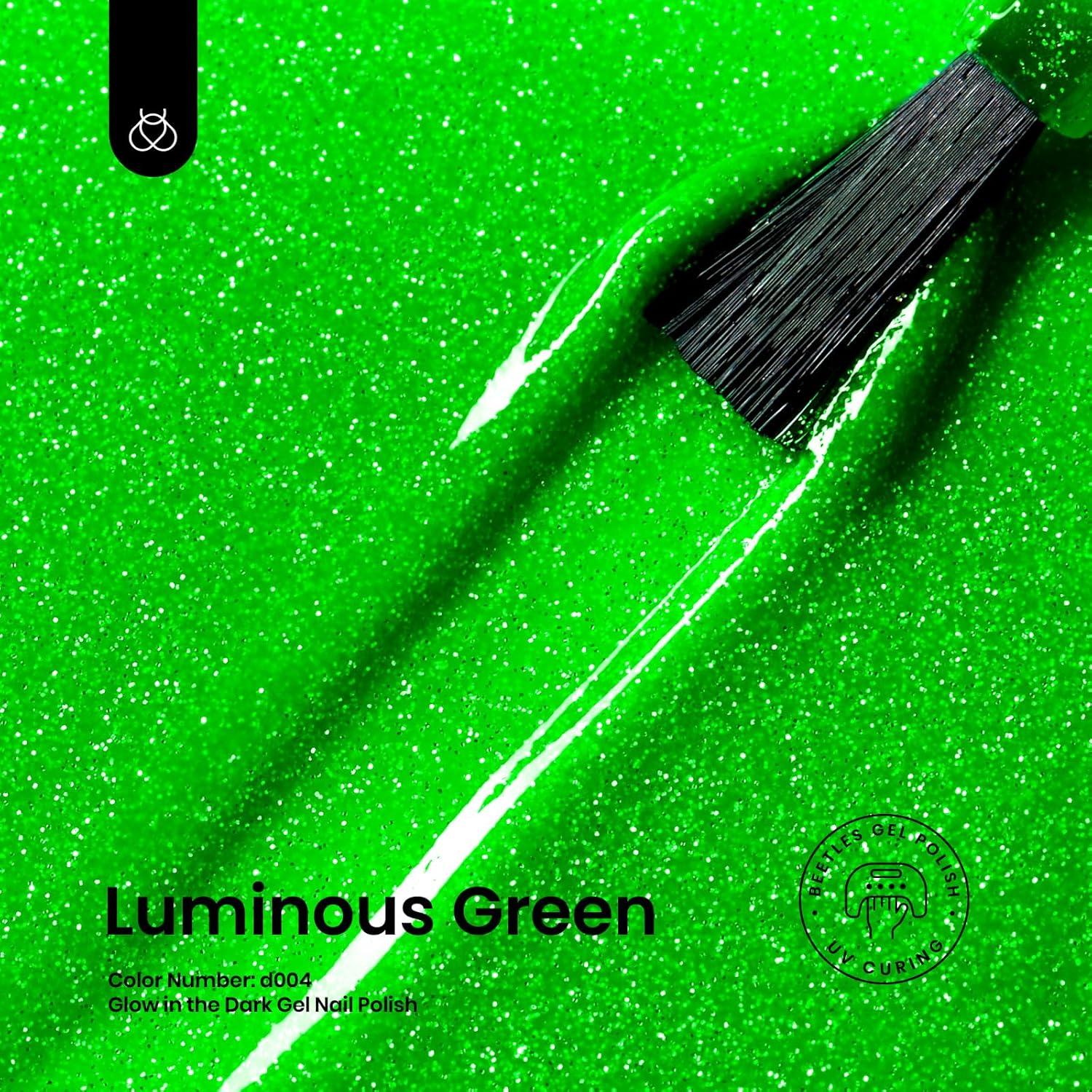 imageBeetles Halloween Gel Nail Polish  Luminous Orange Glow in the Dark Gel Polish Soak Off Uv LED Nail Lamp Halloween Nail Art Manicure Salon DIY Home 05Oz0Luminous Green