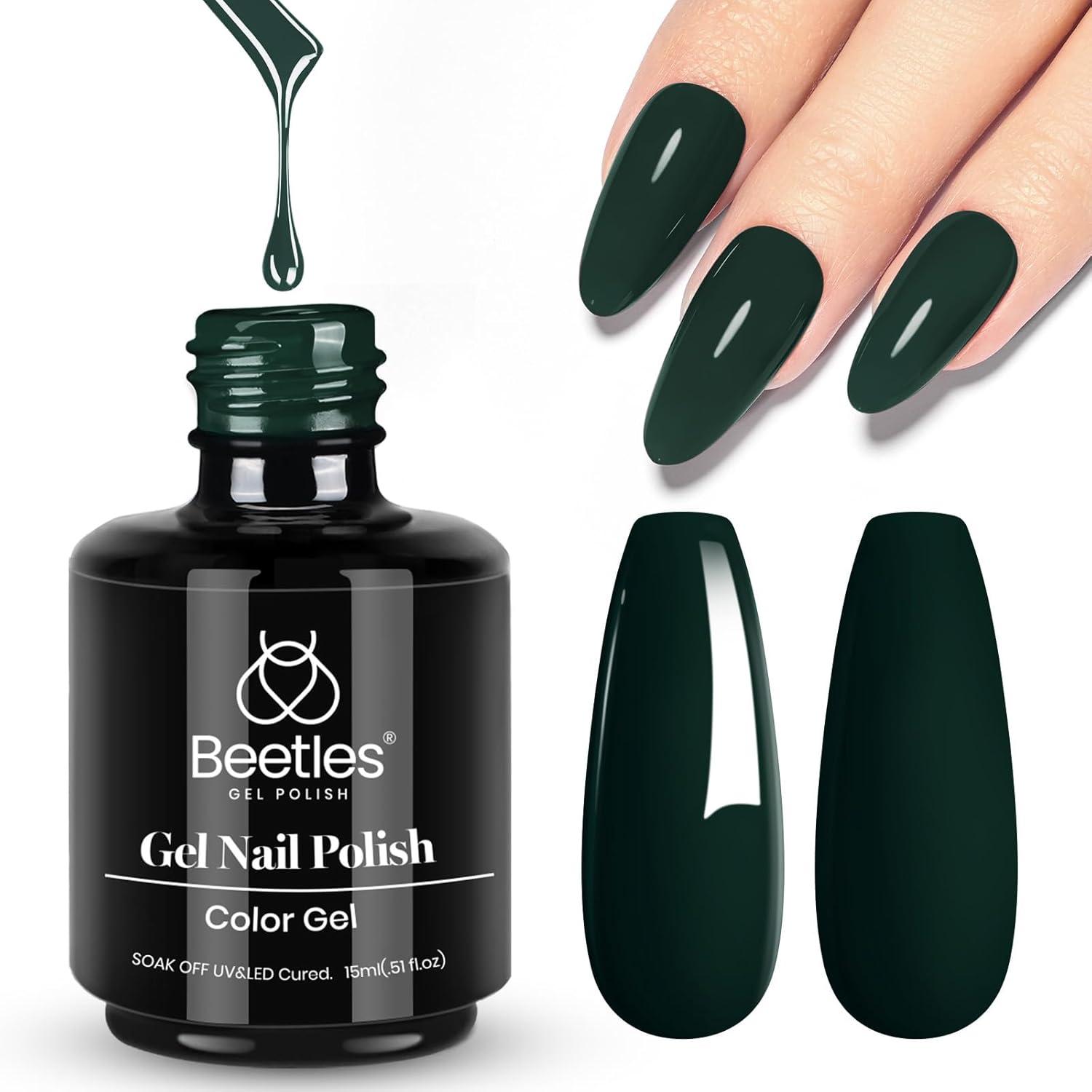 imageBeetles Halloween Gel Nail Polish  Luminous Orange Glow in the Dark Gel Polish Soak Off Uv LED Nail Lamp Halloween Nail Art Manicure Salon DIY Home 05Oz001Forest Green