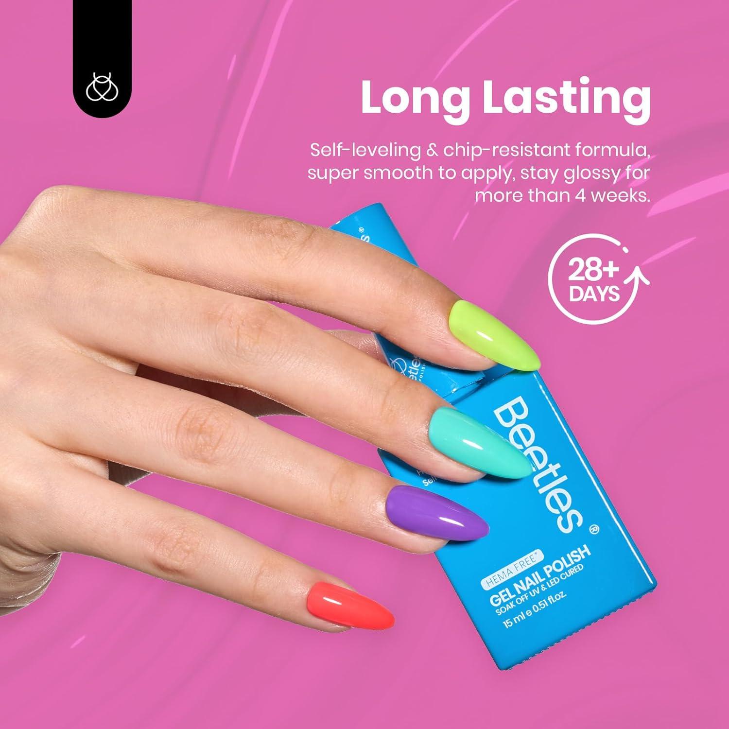 imageBeetles Jelly Gel Nail Polish Set  6 Colors 15ML Full Size Hema Free Nude Pink Brown Milky White Sheer Gel Polish Kit Translucent Effect Soak Off UV Colorful Bottle Gel Gift for WomenNeon Bubbles