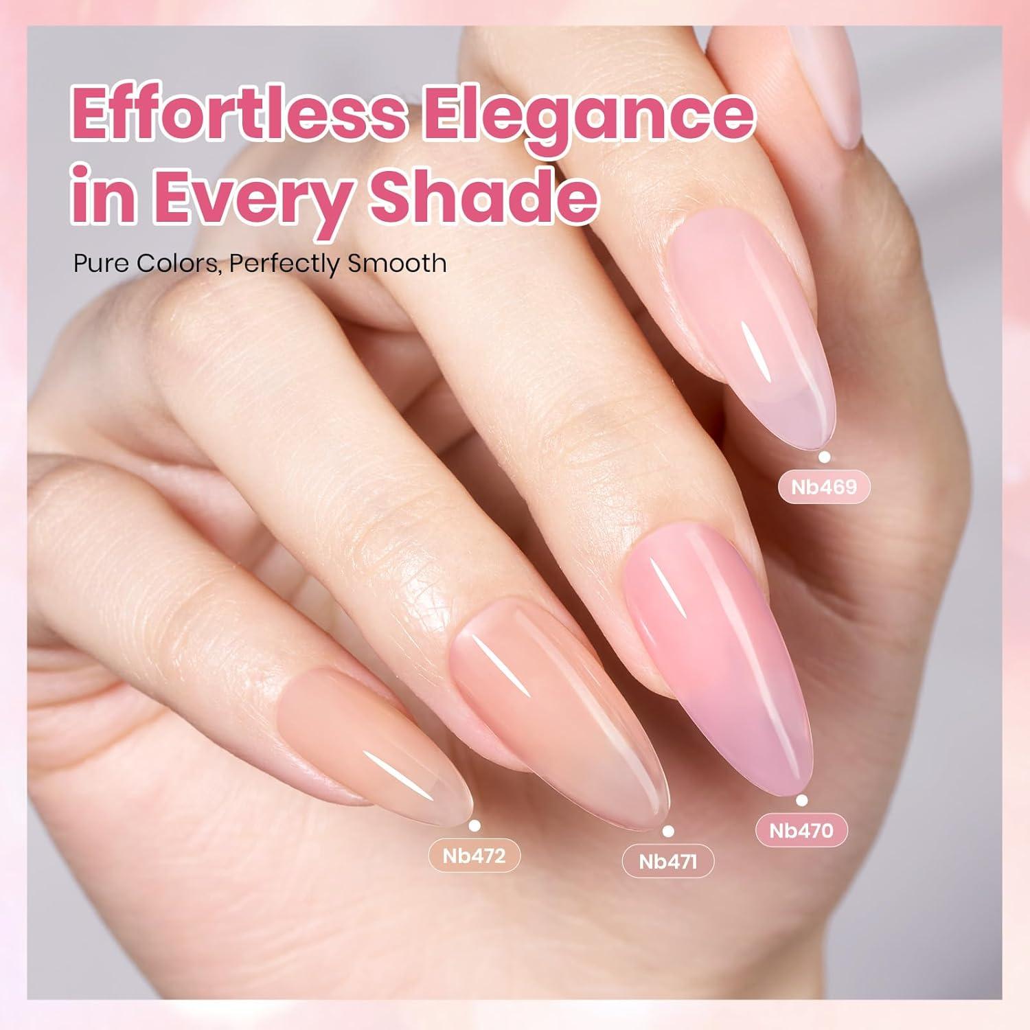 imageBeetles Jelly Gel Nail Polish Set  6 Colors 15ML Full Size Hema Free Nude Pink Brown Milky White Sheer Gel Polish Kit Translucent Effect Soak Off UV Colorful Bottle Gel Gift for WomenCloudy Sweetness