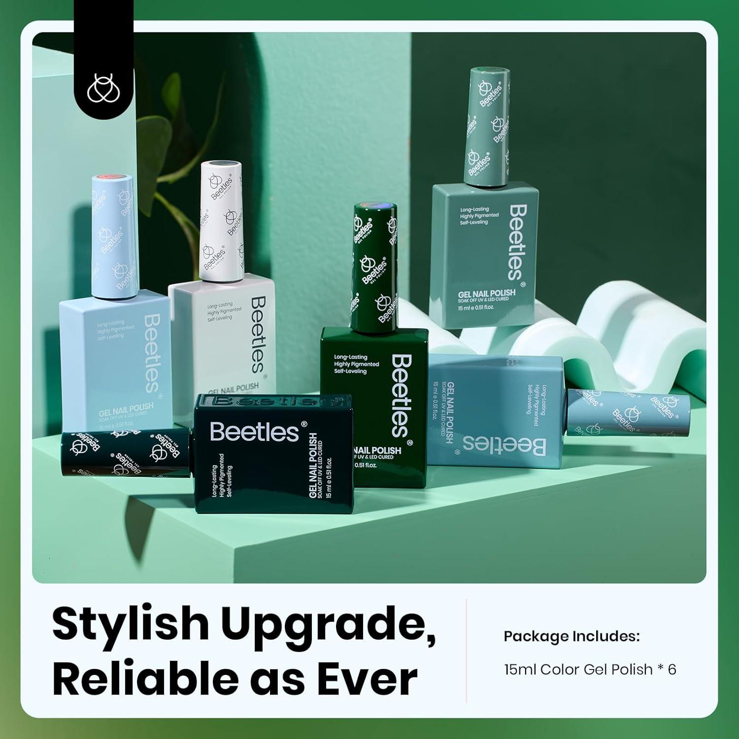 imageBeetles Jelly Gel Nail Polish Set  6 Colors 15ML Full Size Hema Free Nude Pink Brown Milky White Sheer Gel Polish Kit Translucent Effect Soak Off UV Colorful Bottle Gel Gift for WomenMisty Forest