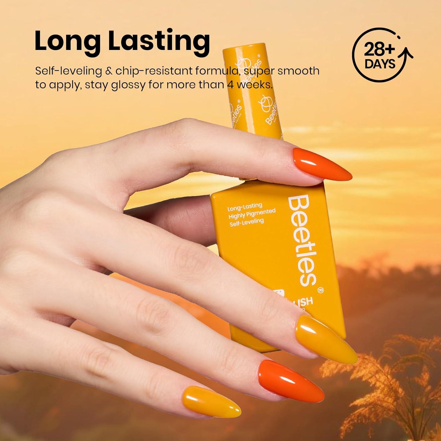 imageBeetles Jelly Gel Nail Polish Set  6 Colors 15ML Full Size Hema Free Nude Pink Brown Milky White Sheer Gel Polish Kit Translucent Effect Soak Off UV Colorful Bottle Gel Gift for WomenGolden Hour