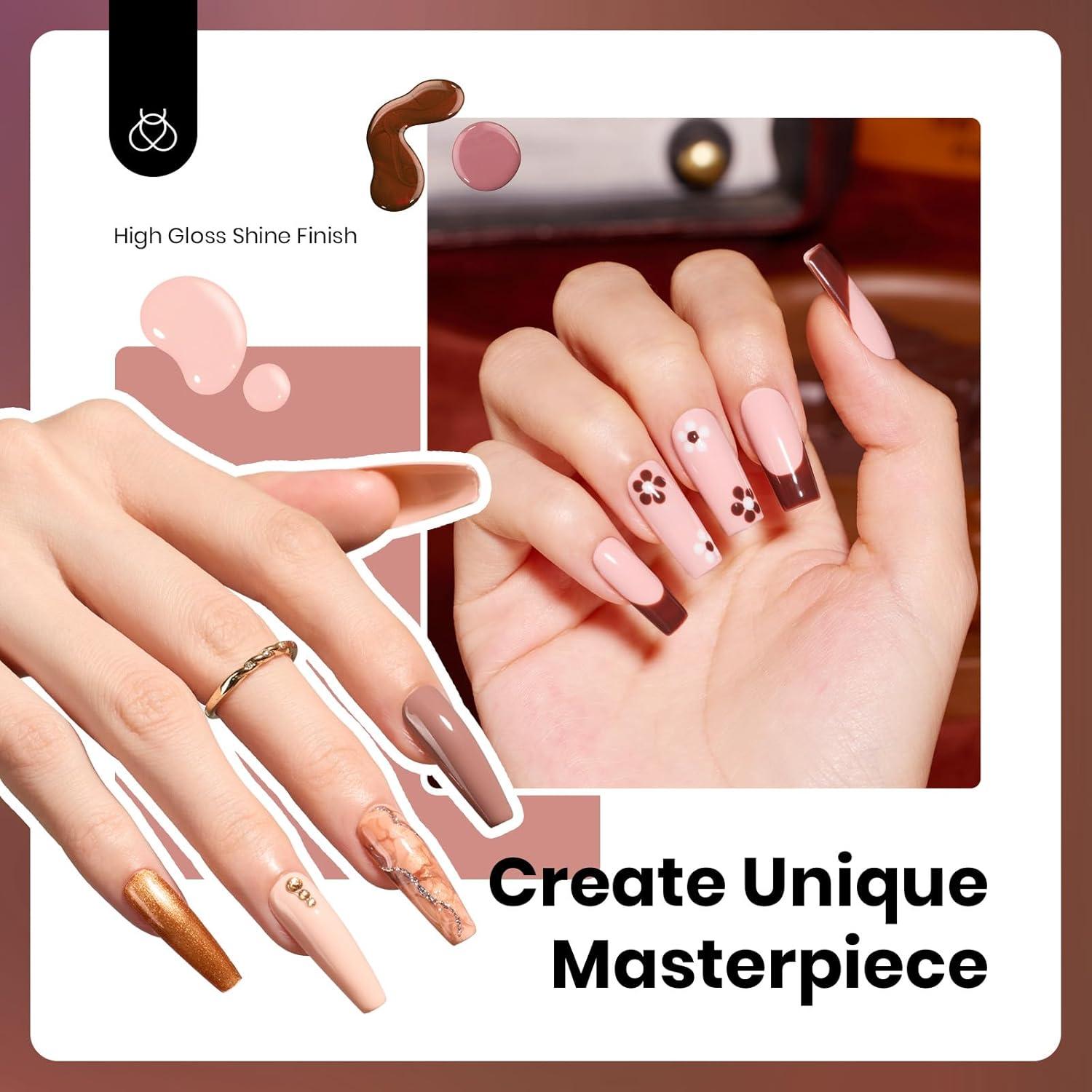 imageBeetles Jelly Gel Nail Polish Set  6 Colors 15ML Full Size Hema Free Nude Pink Brown Milky White Sheer Gel Polish Kit Translucent Effect Soak Off UV Colorful Bottle Gel Gift for WomenNeutral Collection