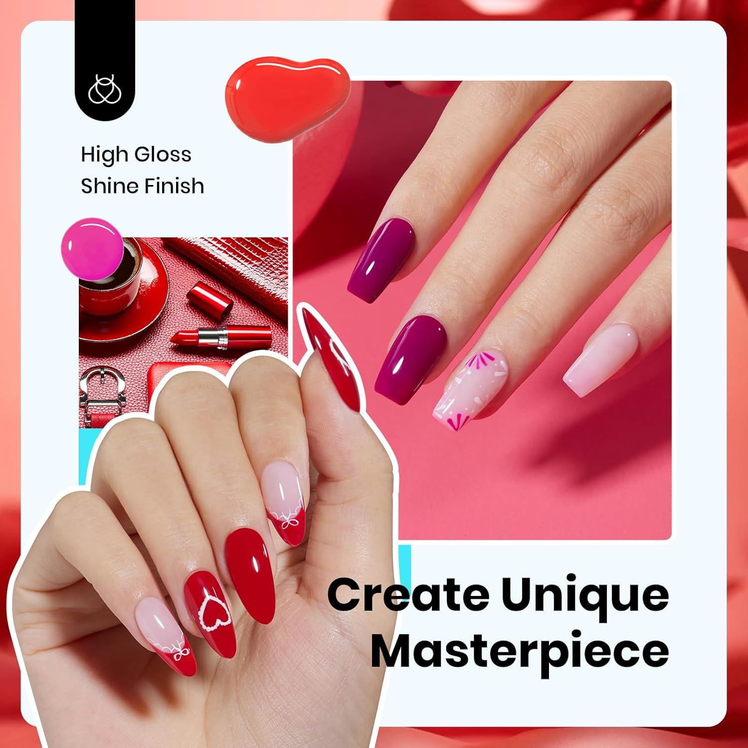 imageBeetles Jelly Gel Nail Polish Set  6 Colors 15ML Full Size Hema Free Nude Pink Brown Milky White Sheer Gel Polish Kit Translucent Effect Soak Off UV Colorful Bottle Gel Gift for WomenFiery Passion