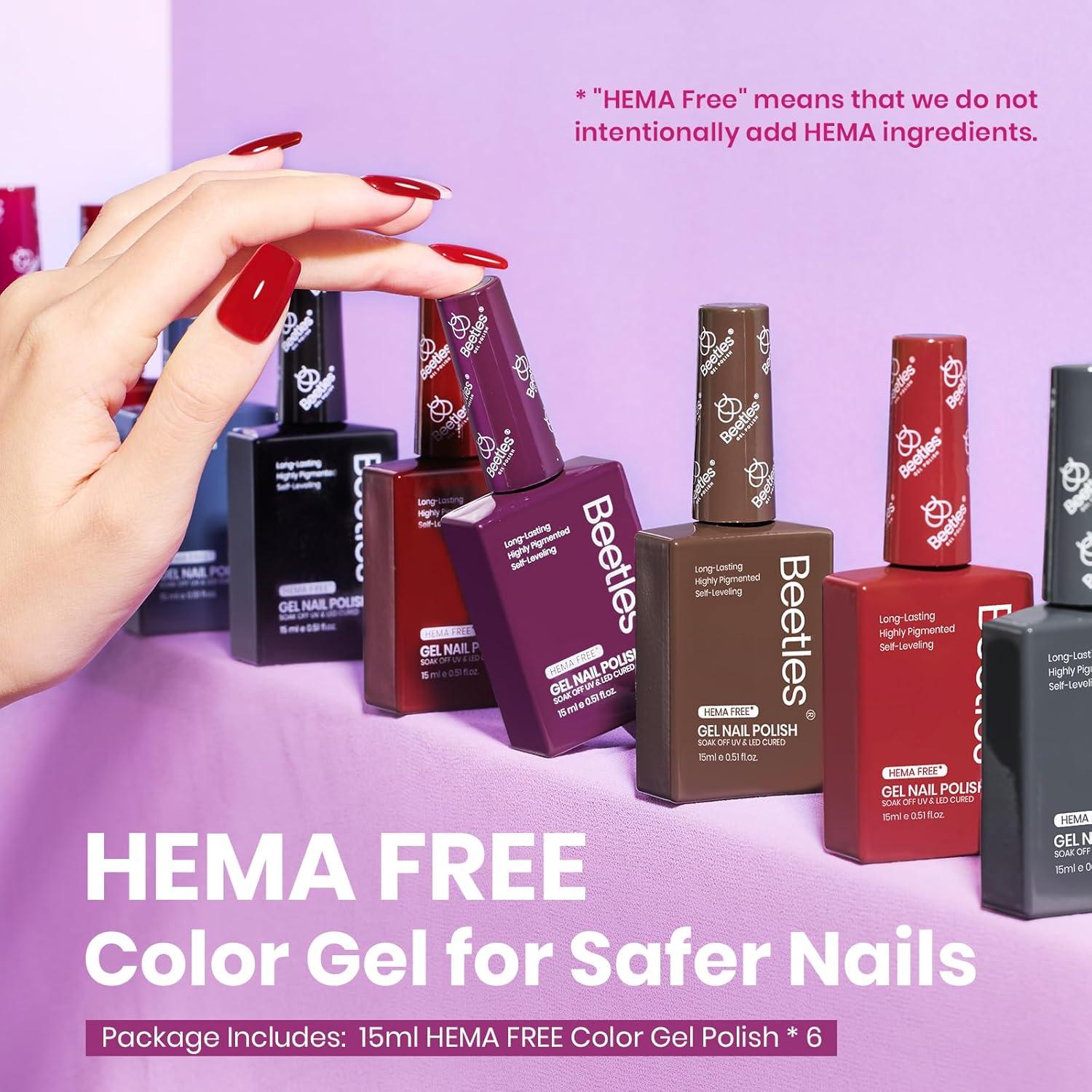 imageBeetles Jelly Gel Nail Polish Set  6 Colors 15ML Full Size Hema Free Nude Pink Brown Milky White Sheer Gel Polish Kit Translucent Effect Soak Off UV Colorful Bottle Gel Gift for WomenMidnight Elegance
