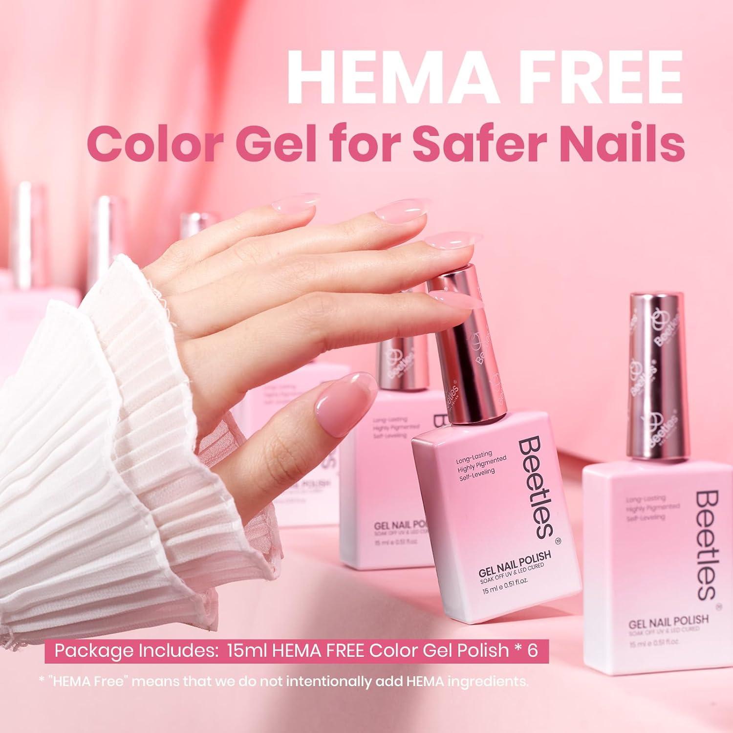 imageBeetles Jelly Gel Nail Polish Set  6 Colors 15ML Full Size Hema Free Nude Pink Brown Milky White Sheer Gel Polish Kit Translucent Effect Soak Off UV Colorful Bottle Gel Gift for WomenCloudy Sweetness