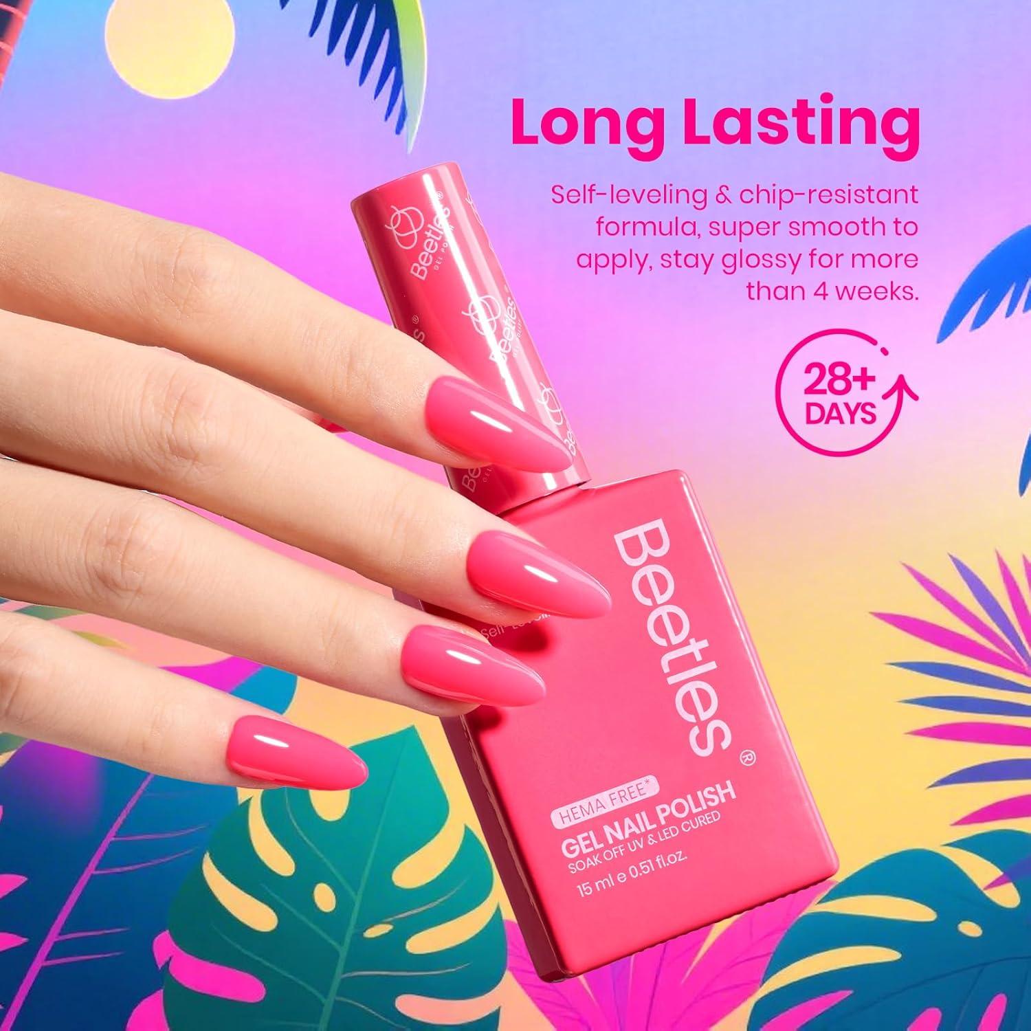 imageBeetles Jelly Gel Nail Polish Set  6 Colors 15ML Full Size Hema Free Nude Pink Brown Milky White Sheer Gel Polish Kit Translucent Effect Soak Off UV Colorful Bottle Gel Gift for WomenTropical Mood