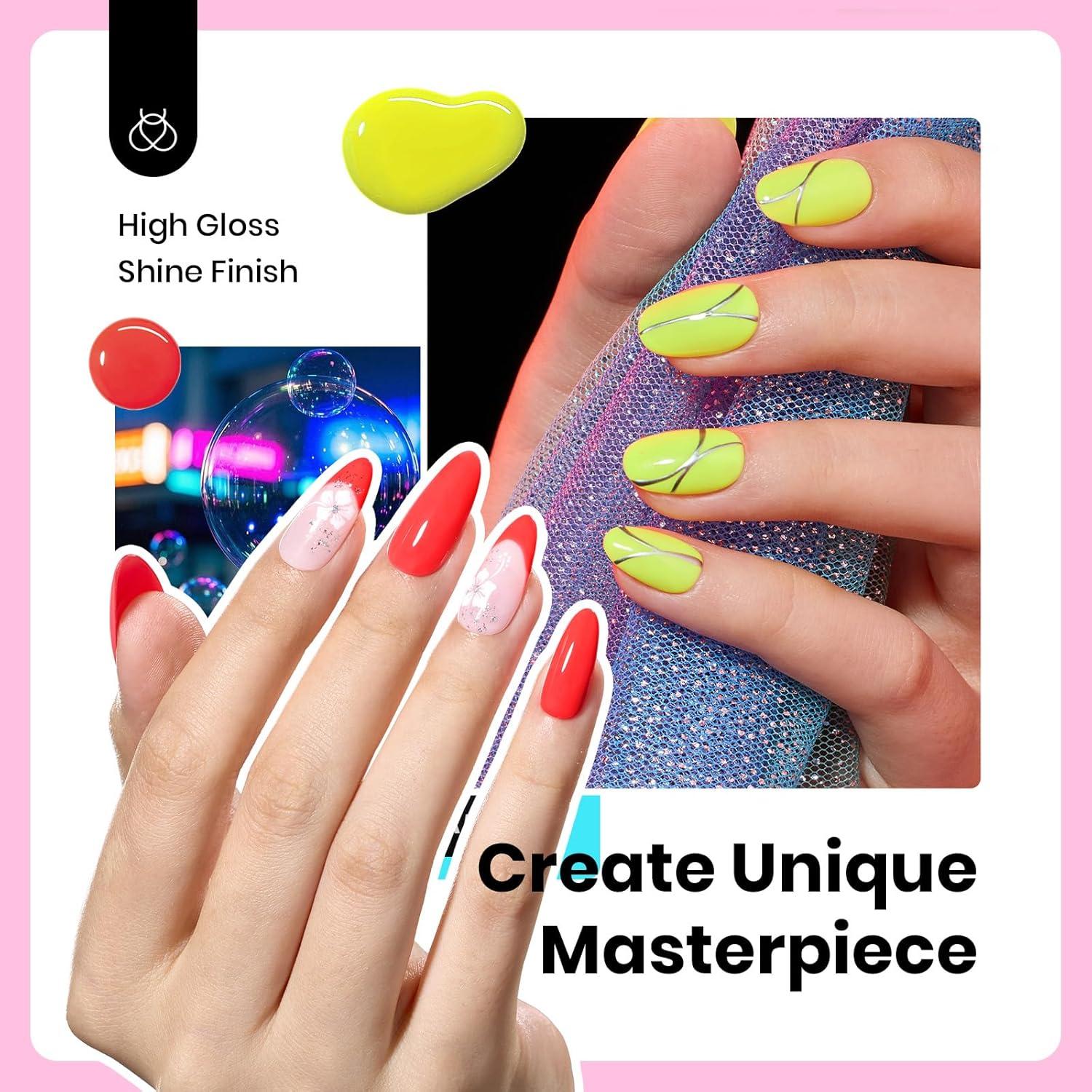 imageBeetles Jelly Gel Nail Polish Set  6 Colors 15ML Full Size Hema Free Nude Pink Brown Milky White Sheer Gel Polish Kit Translucent Effect Soak Off UV Colorful Bottle Gel Gift for WomenNeon Bubbles