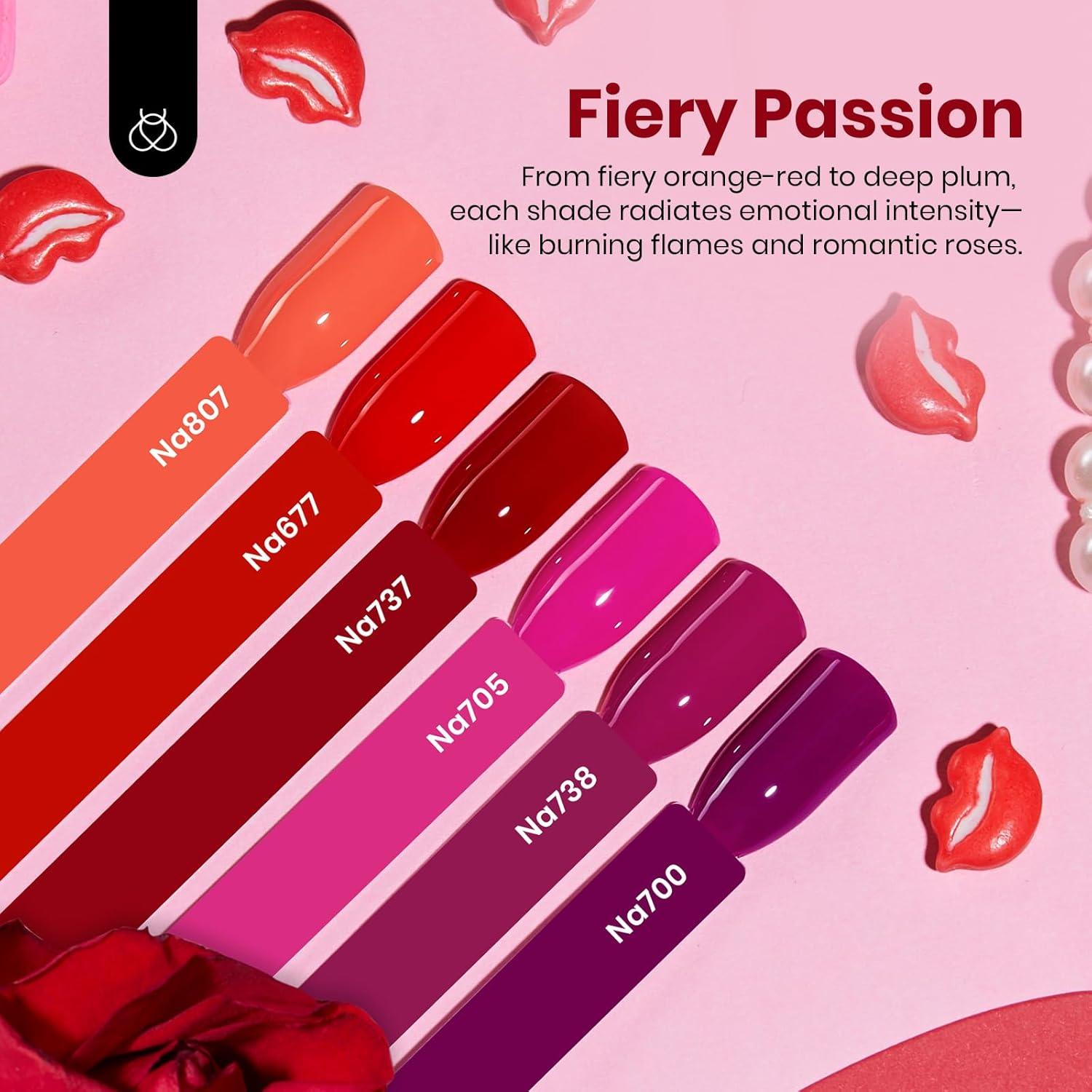 imageBeetles Jelly Gel Nail Polish Set  6 Colors 15ML Full Size Hema Free Nude Pink Brown Milky White Sheer Gel Polish Kit Translucent Effect Soak Off UV Colorful Bottle Gel Gift for WomenFiery Passion