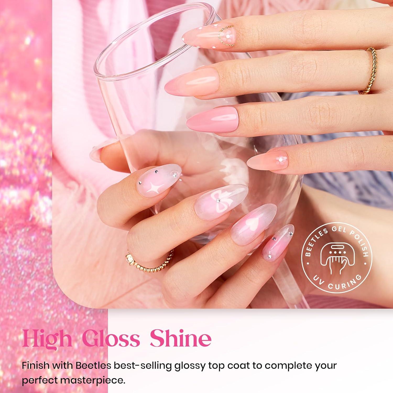 imageBeetles Jelly Gel Nail Polish Set  Ballet Dress Jelly Gel Polish 6 Colors Milky Pink Nude Pink Sheer Gel Nail Kit Transparent Effect Soak Off UV DIY Manicure French Nail Art Gifts for WomenBloody Red